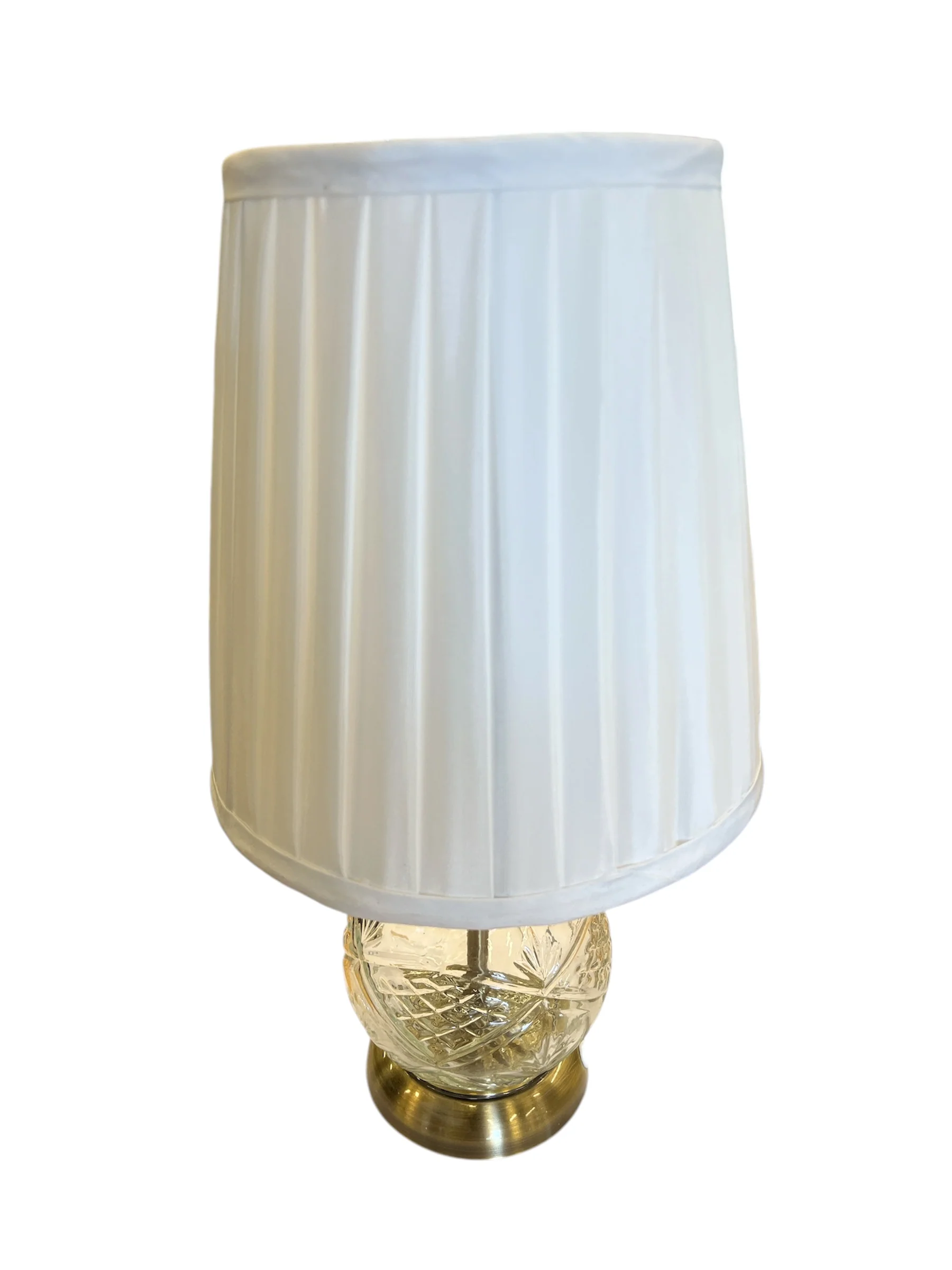 Glass Table Lamp with Pleated Shade - Image 3