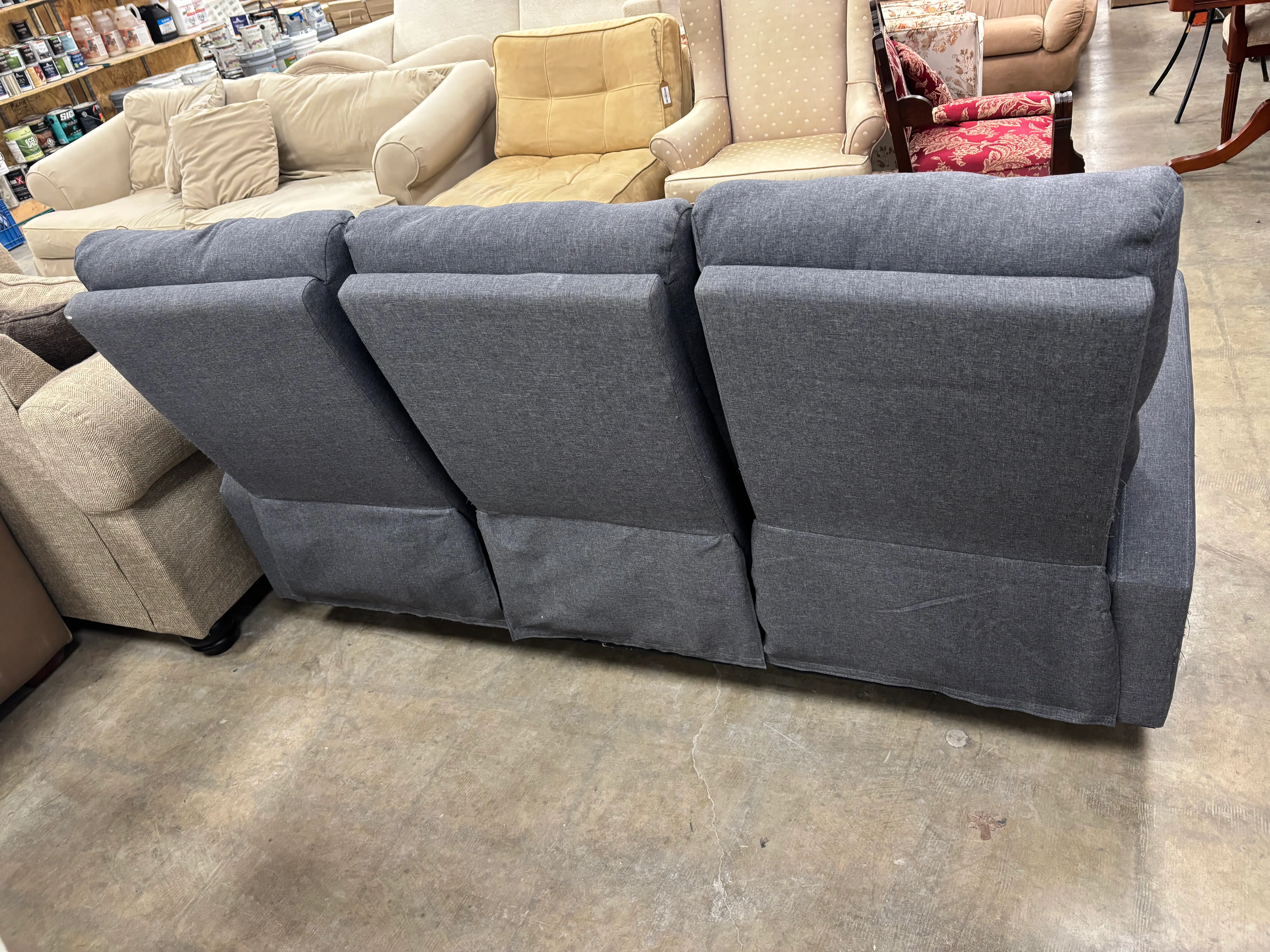 Grey 3-Seater Reclining Sofa - Image 3