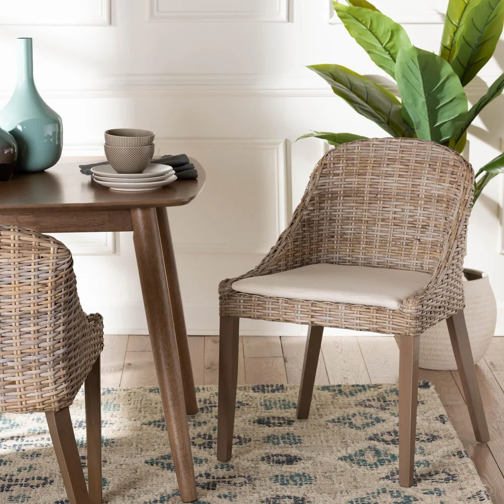 Grey Natural Rattan Dining Chair - Image 4