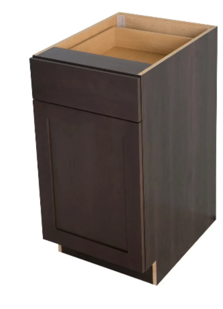 Hampton Bay Edson 18-inch W x 34.5-inch H x 24.5-inch D Shaker Style Assembled Kitchen Base Cabinet/Cupboard in Dusk Cocoa Brown with Adjustable Shelf/Soft Close Drawer (B18L) - Image 3
