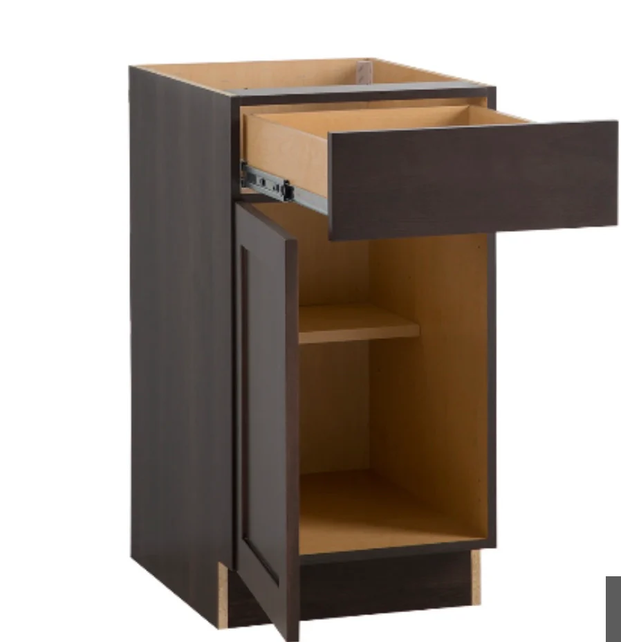 Hampton Bay Edson 18-inch W x 34.5-inch H x 24.5-inch D Shaker Style Assembled Kitchen Base Cabinet/Cupboard in Dusk Cocoa Brown with Adjustable Shelf/Soft Close Drawer (B18L) - Image 4