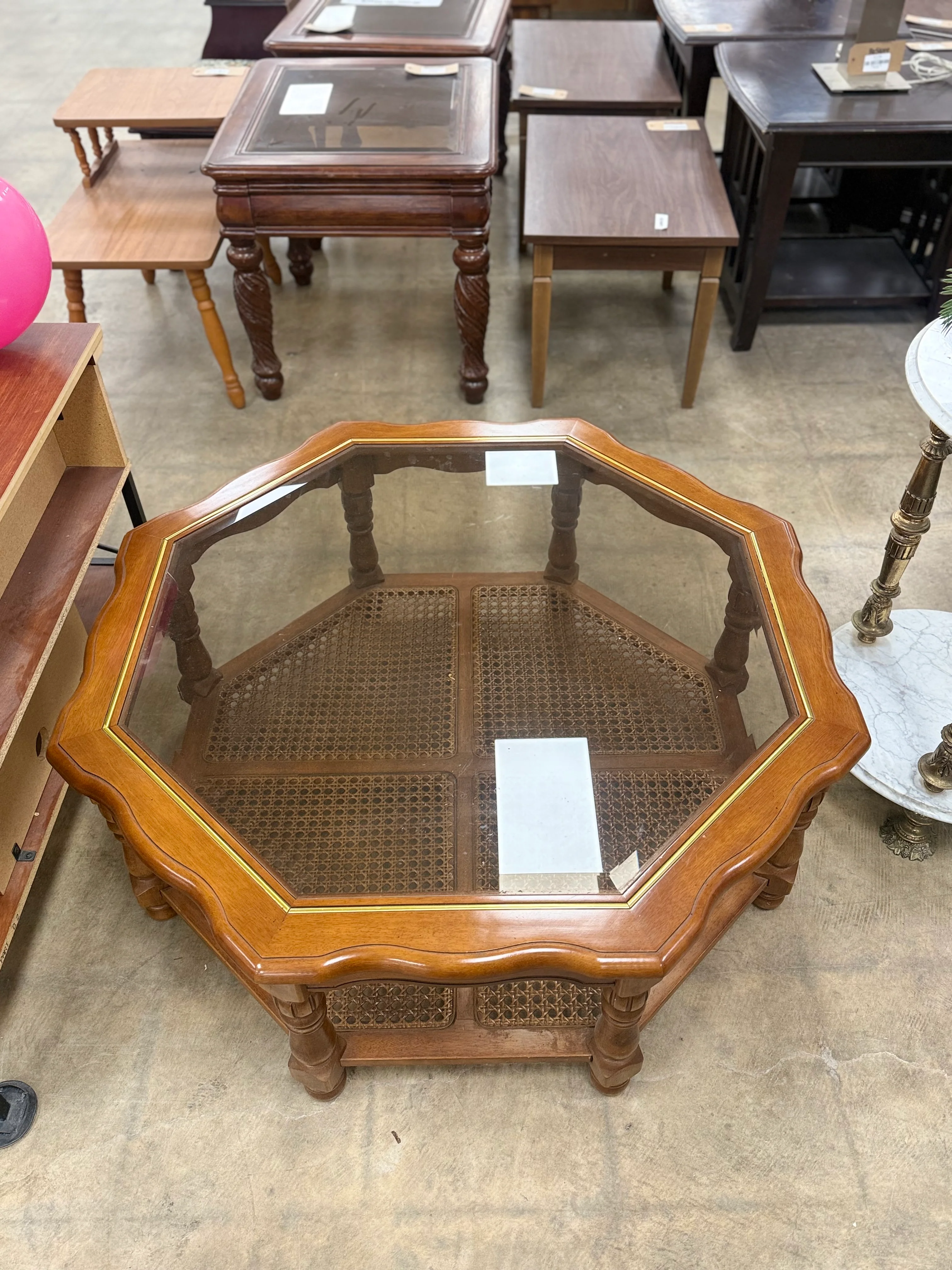 Hexagon Shaped Glass Top Coffee Table - Image 2