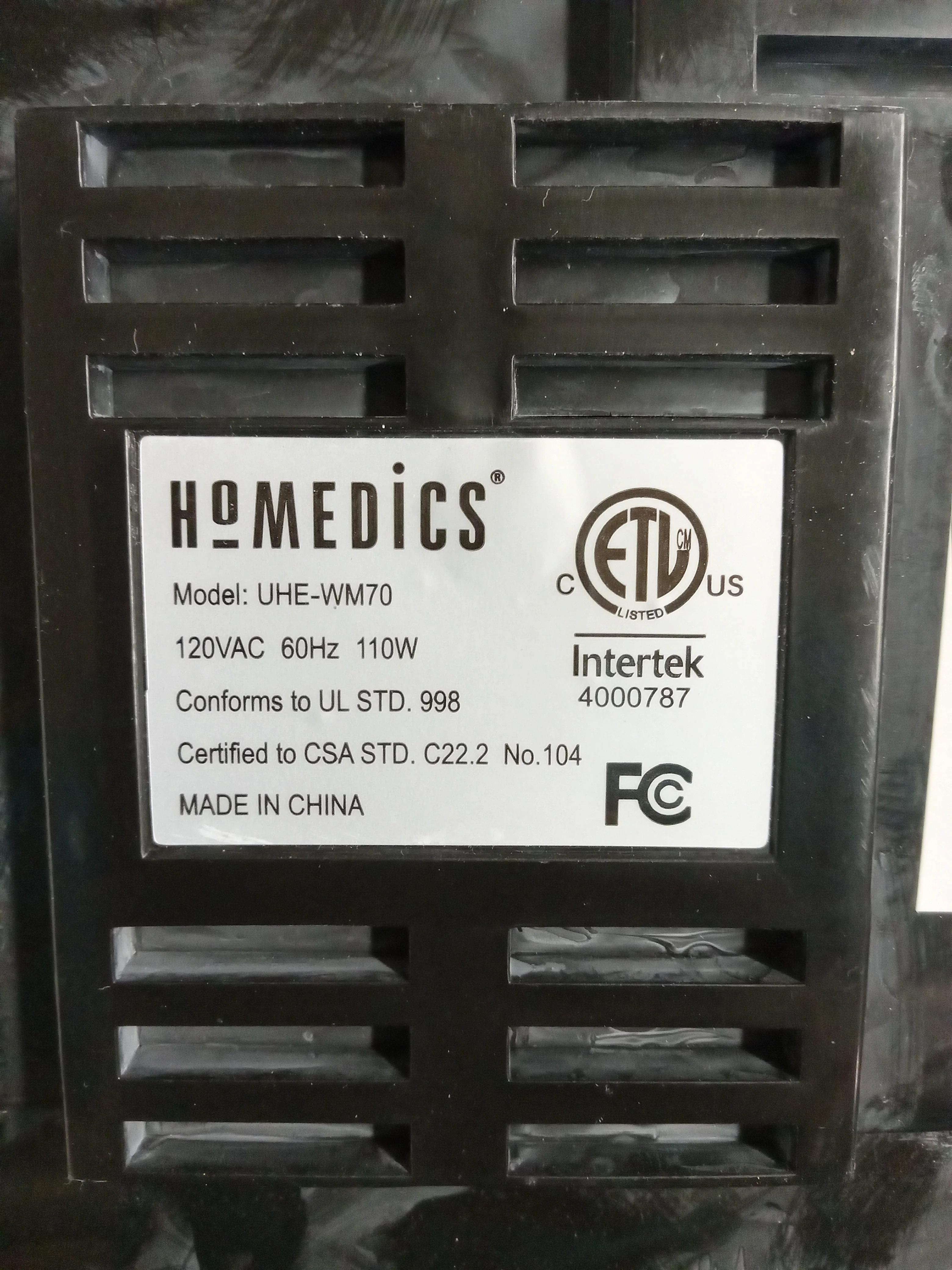 13"W Homedics Total Comfort Humidifier Plus - Image 3