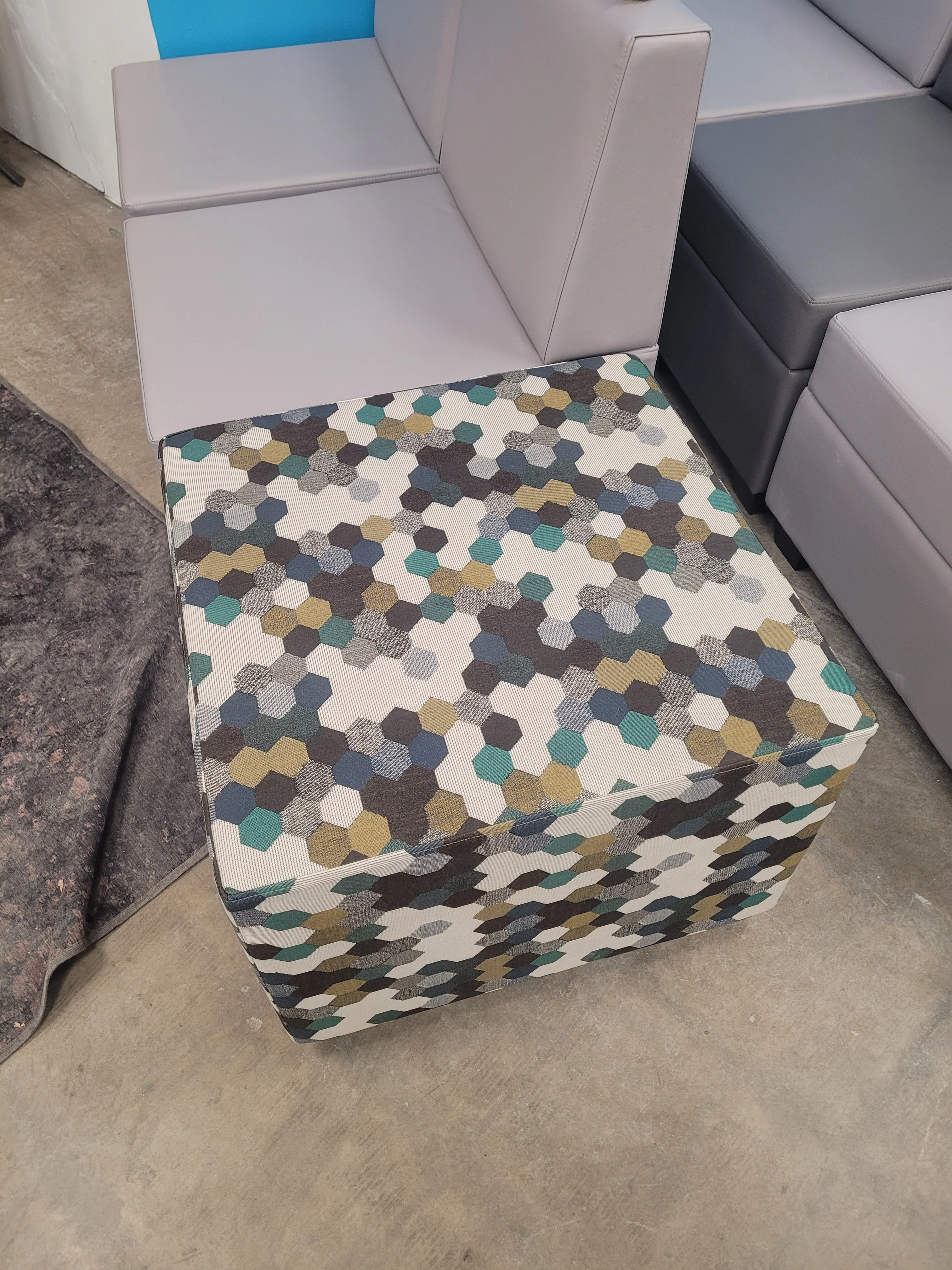 Honeycomb-Style Square Ottoman - Image 2