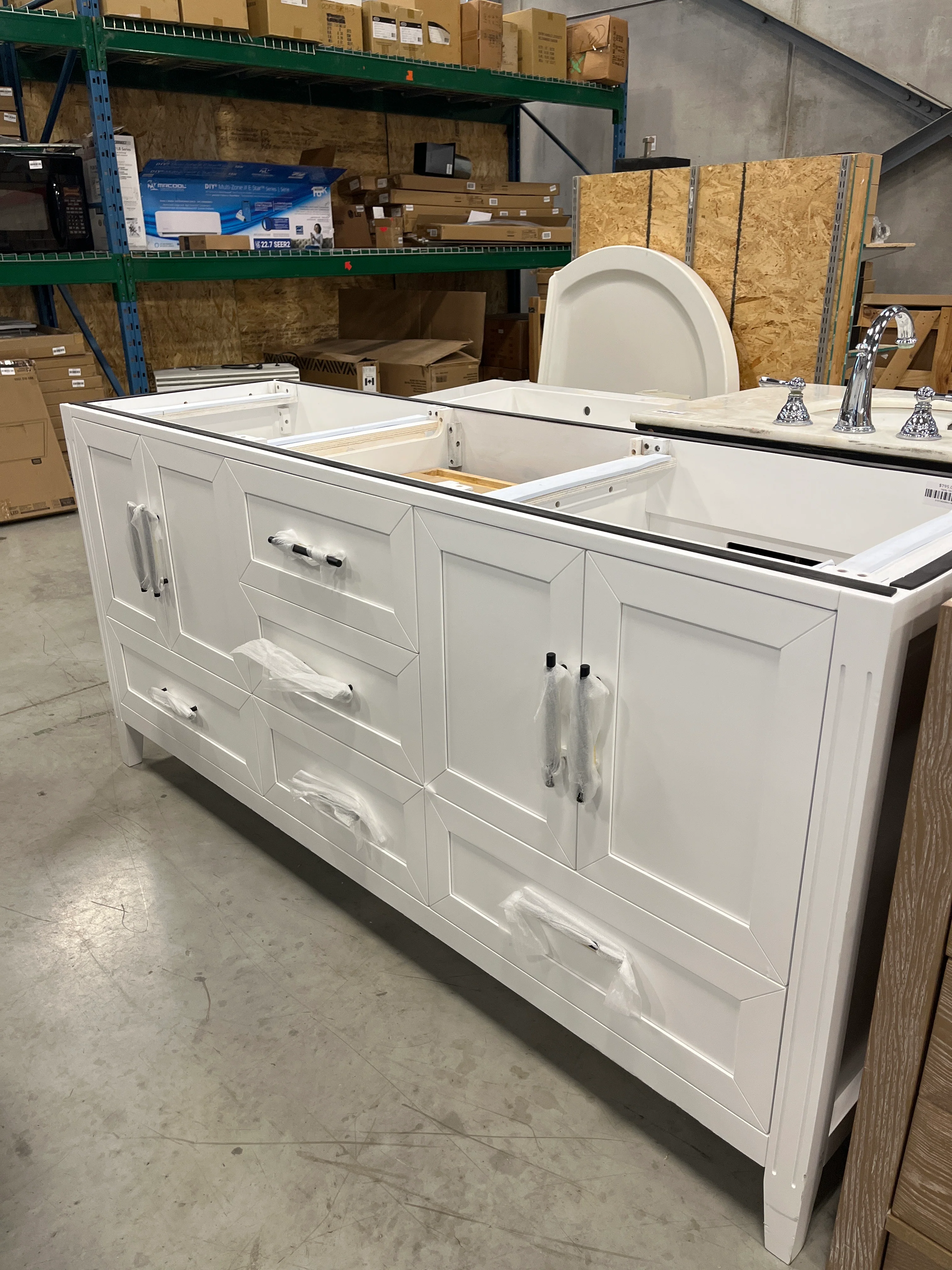 72"W White Ikou Bathroom Vanity Cabinet - Image 3