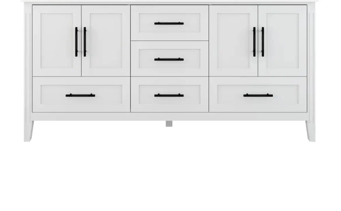 72"W White Ikou Bathroom Vanity Cabinet - Image 5