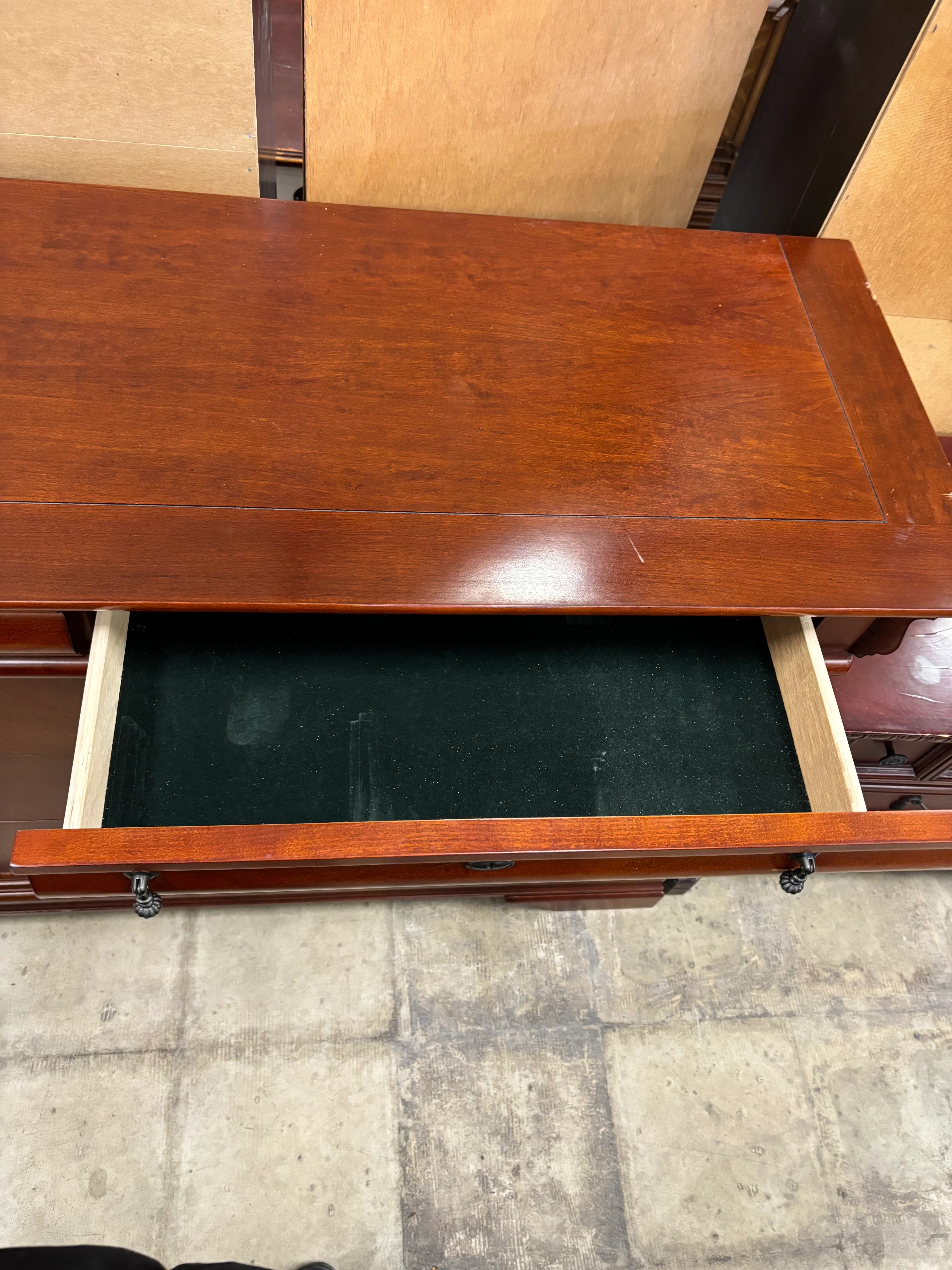 Large Cherry Wood Dresser with Mirror - Image 3