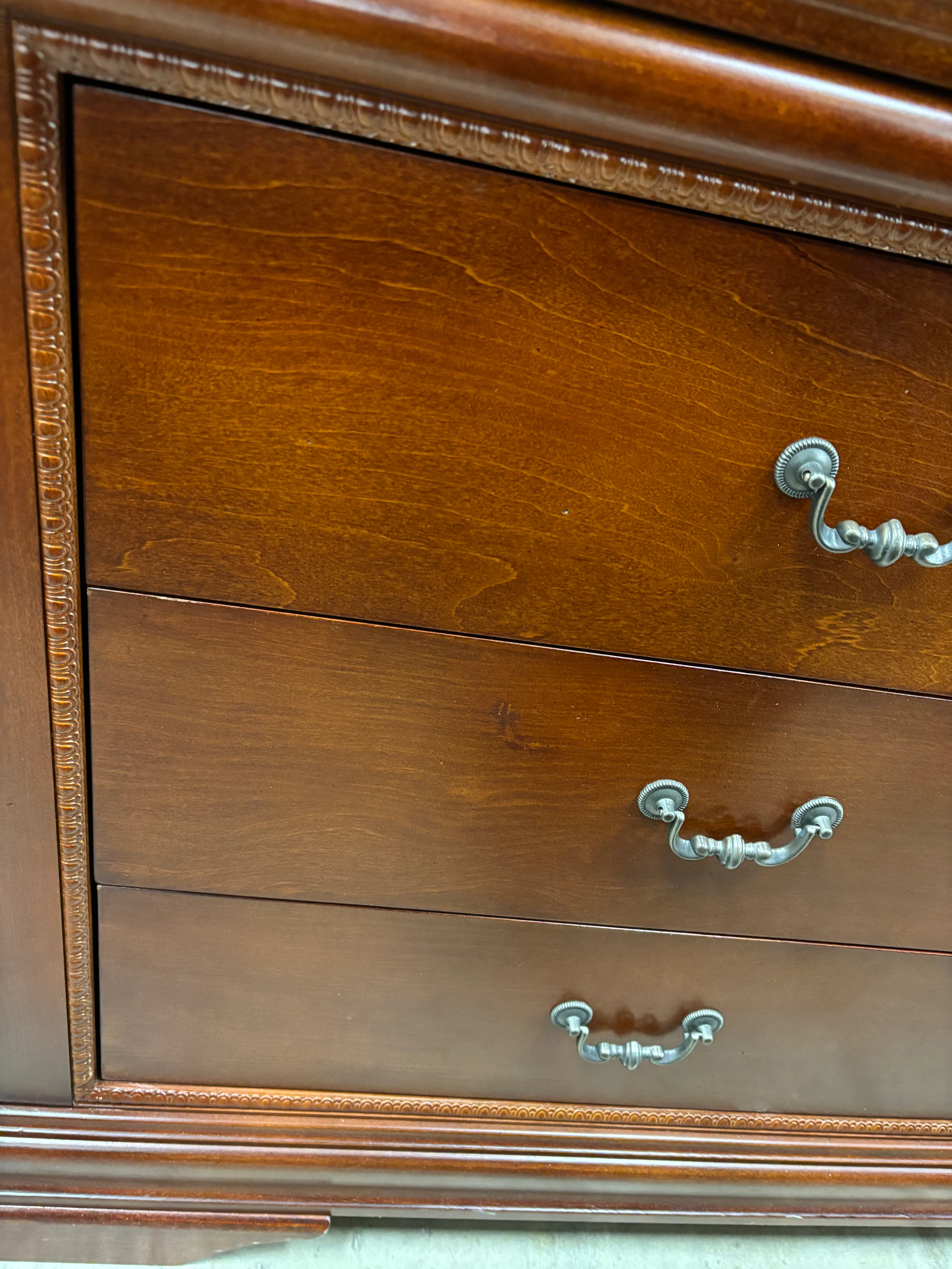 Large Cherry Wood Dresser with Mirror - Image 5