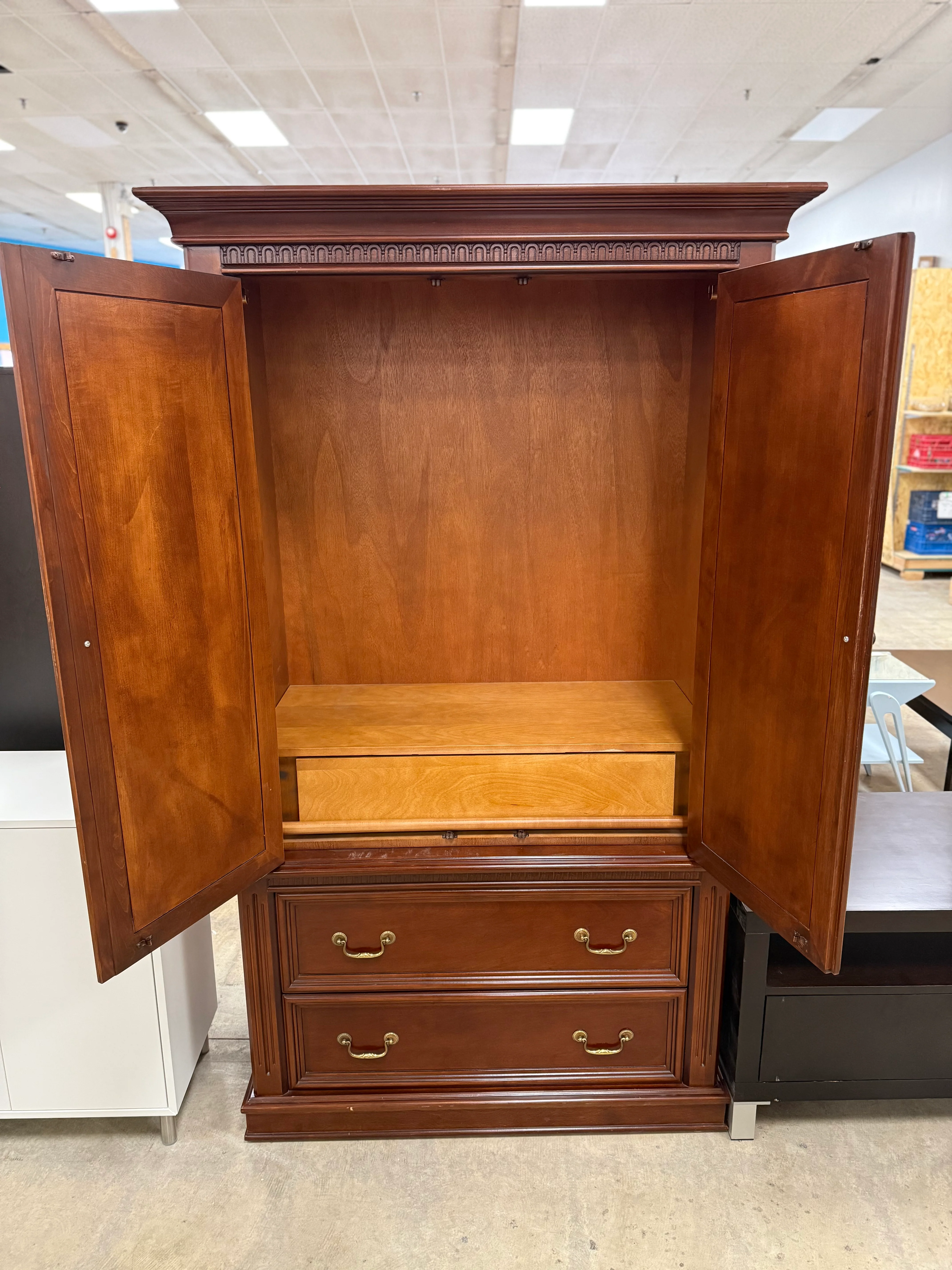 Large Mahogany Armoire Chest - Image 4