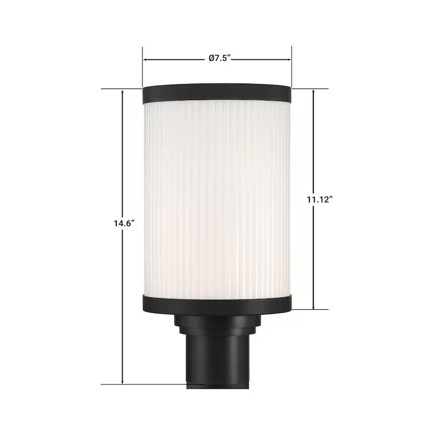 Massey 1-Light 15"H Integrated LED, Black Metal, Outdoor Post Lantern Light - Image 6