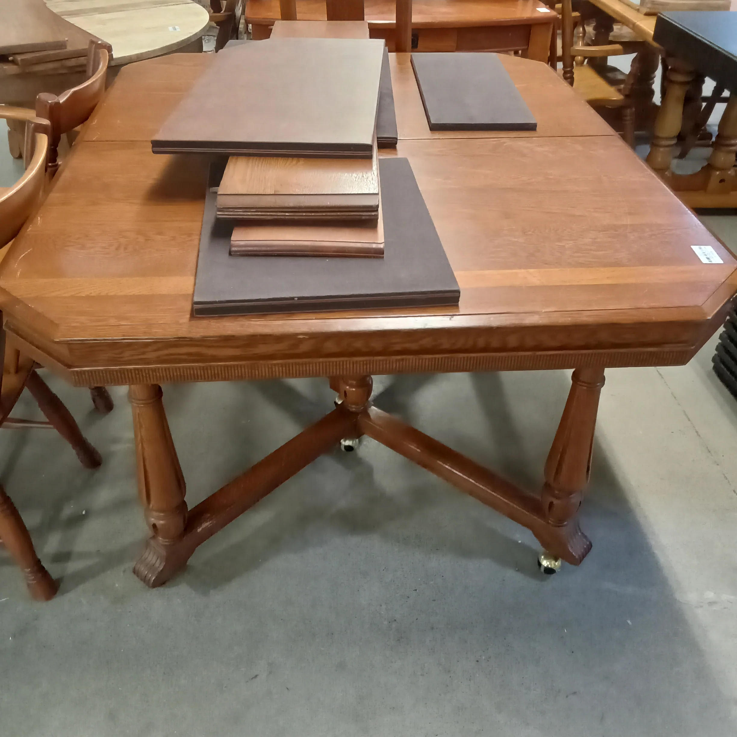 Medium warm Brown vintage wooden Dining Table W/ #MG2