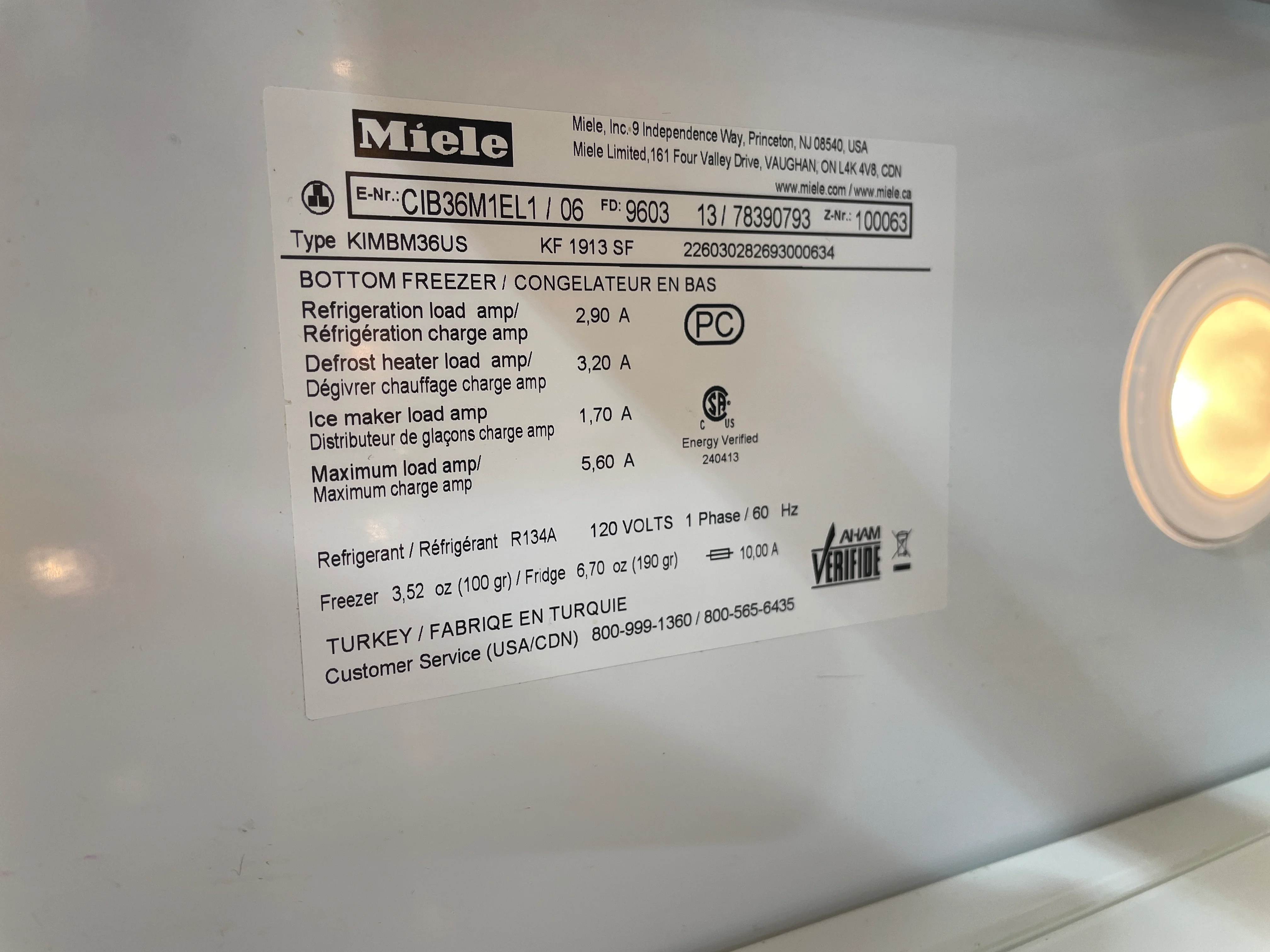 Miele 36" Stainless Steel Refrgerator - Image 5