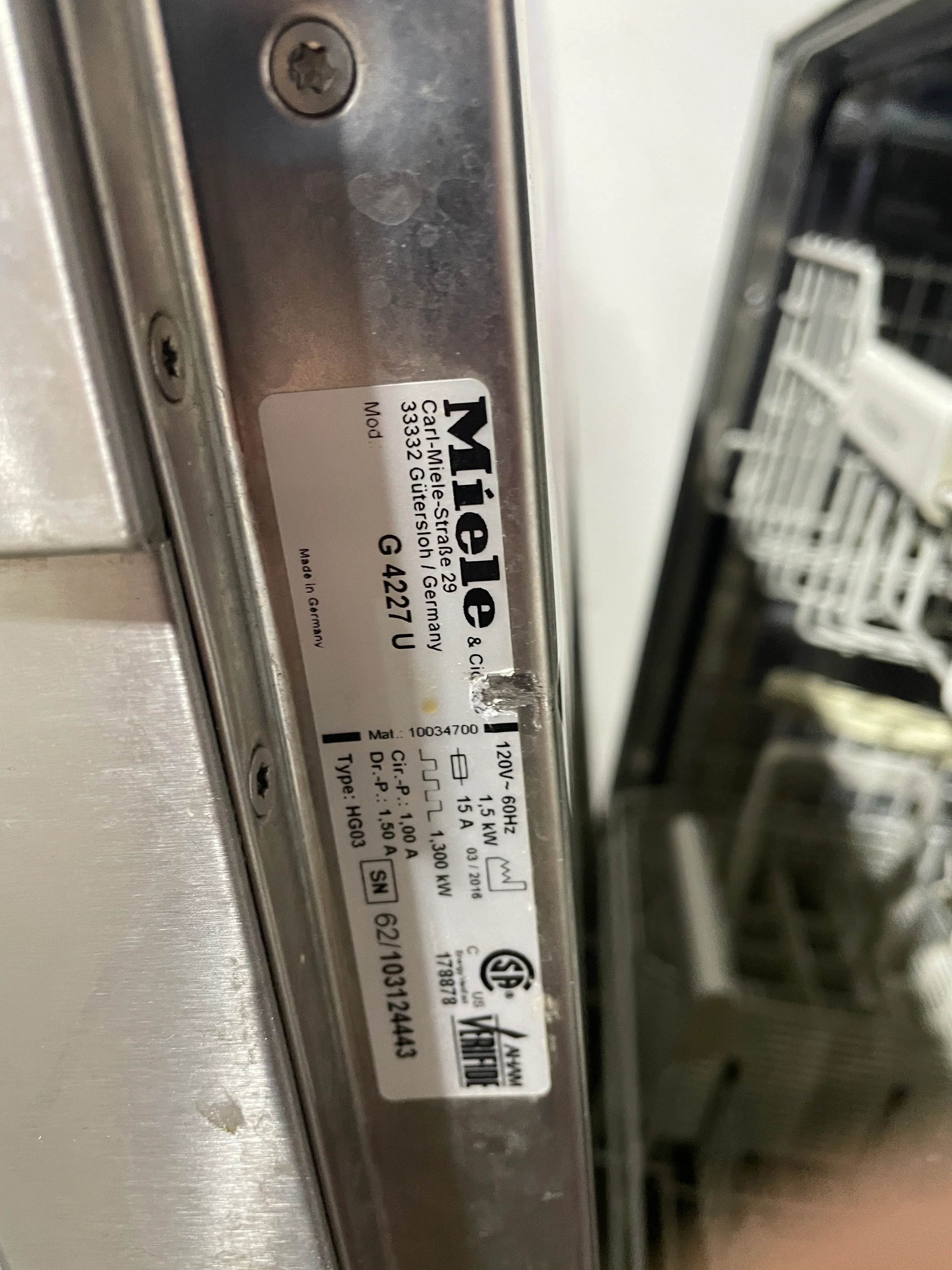 Miele Stainless Steel Dishwasher - Image 5