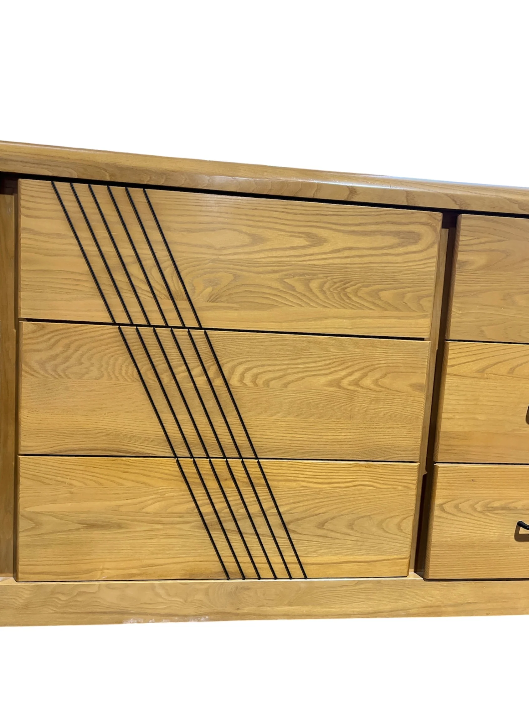Oak Tone Dresser with Mirror & Decorative Front - Image 3