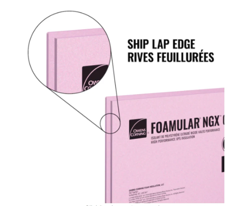 Owens Corning FOAMULAR NGX CodeBord XPS Rigid Foam Insulation Board; 1.5" x 48" x 96" R-7.5 SL Edge - Image 3