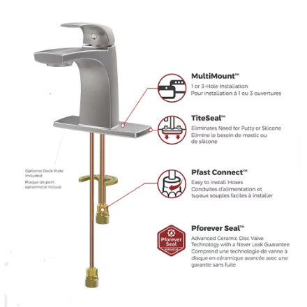 Pfister Karci 4-inch Single-Handle Bathroom/Vanity Faucet, Nickel - Image 2