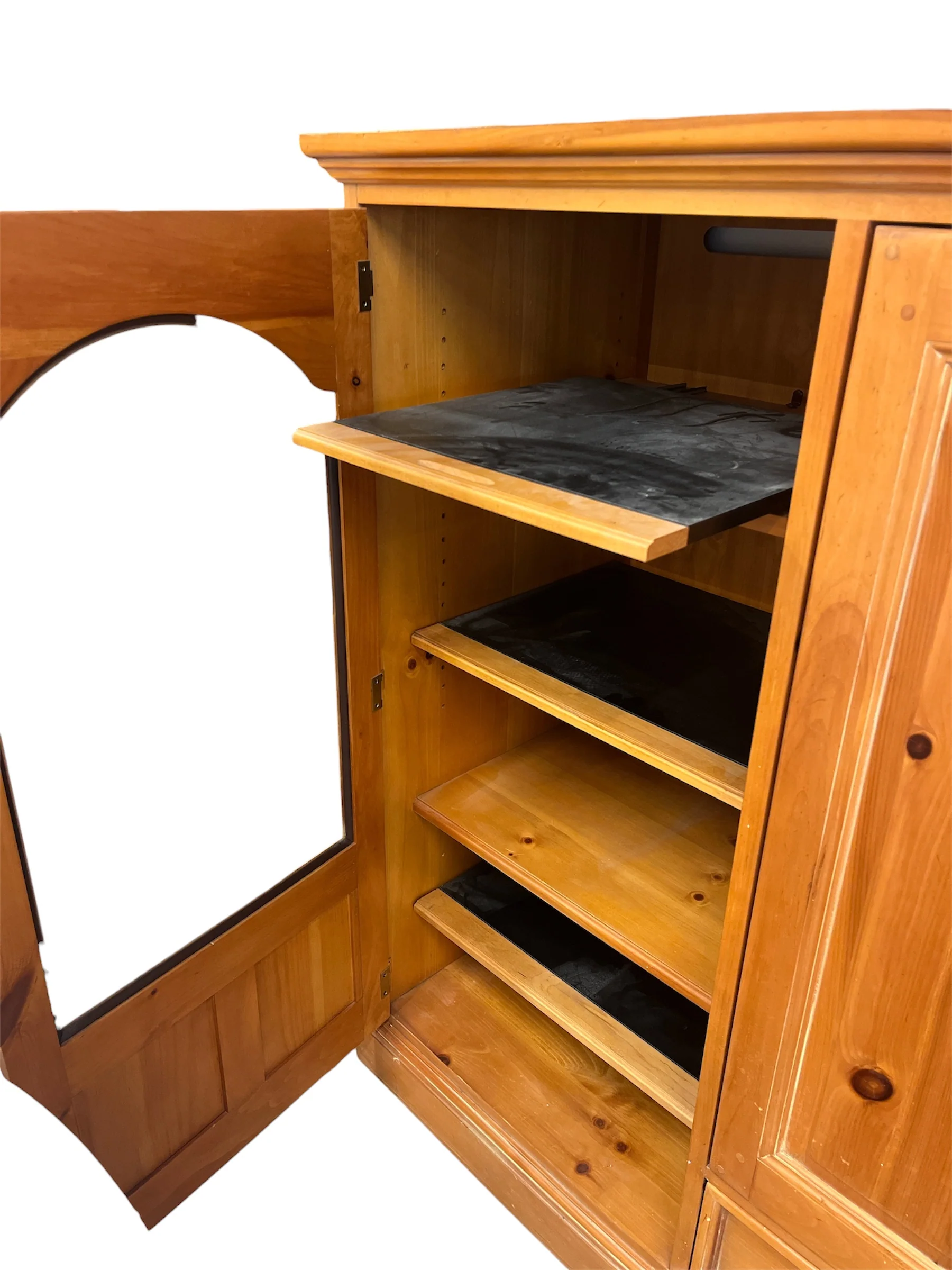 Pine Tone Media Cabinet with Glass Panel - Image 3