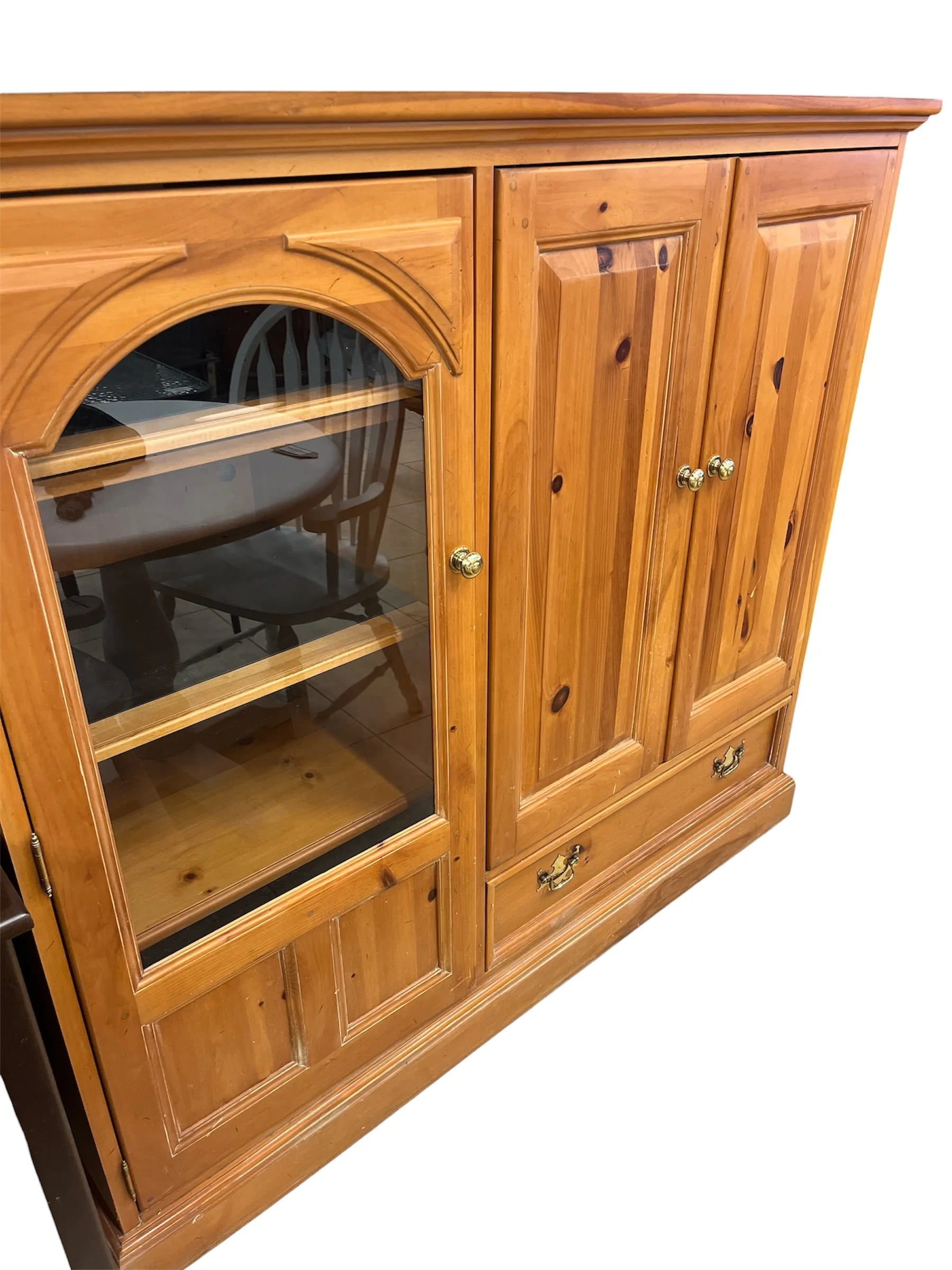 Pine Tone Media Cabinet with Glass Panel - Image 4