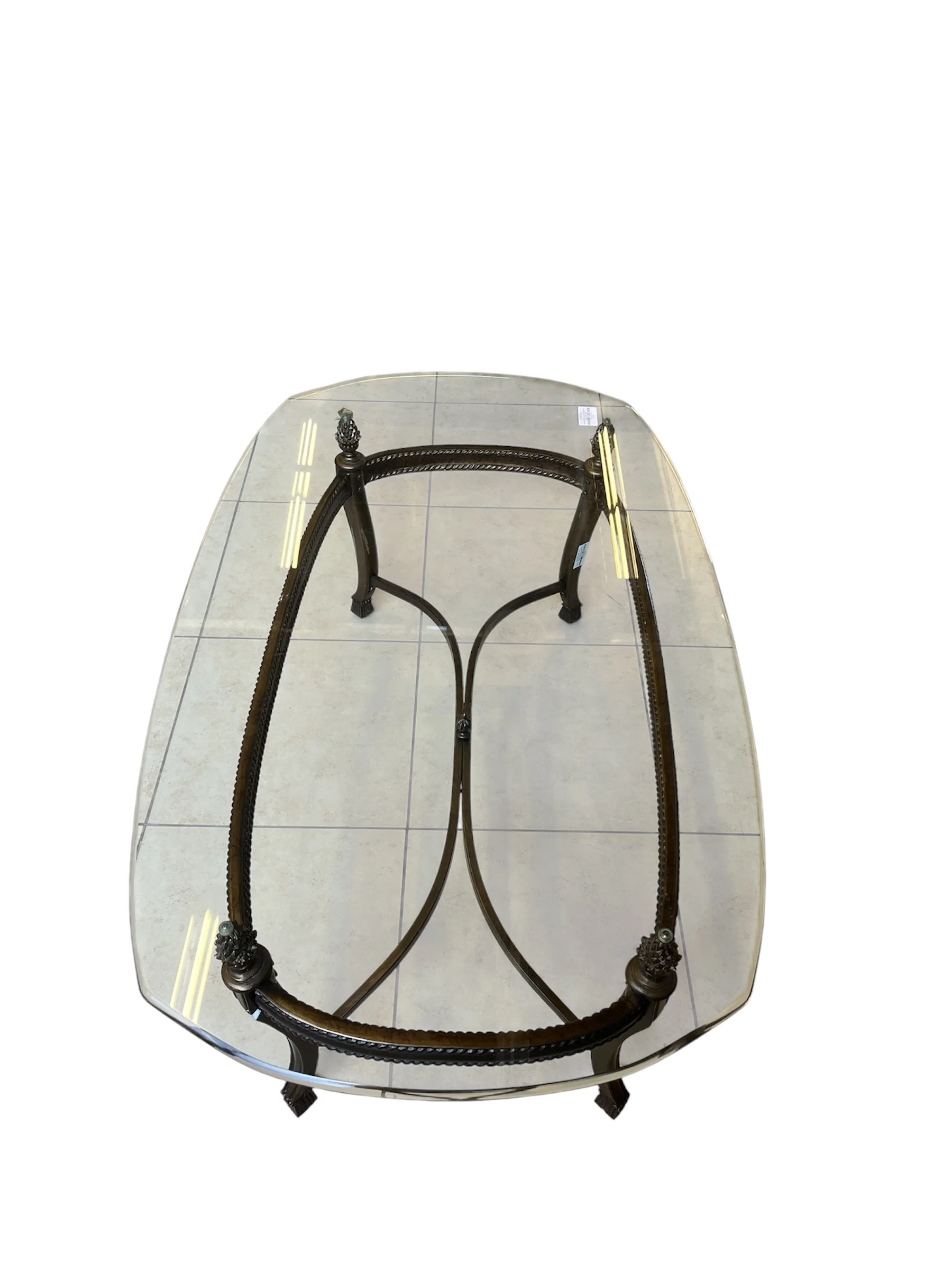 Regency Glass Top and Wrought Iron Base Coffee Table - Image 5