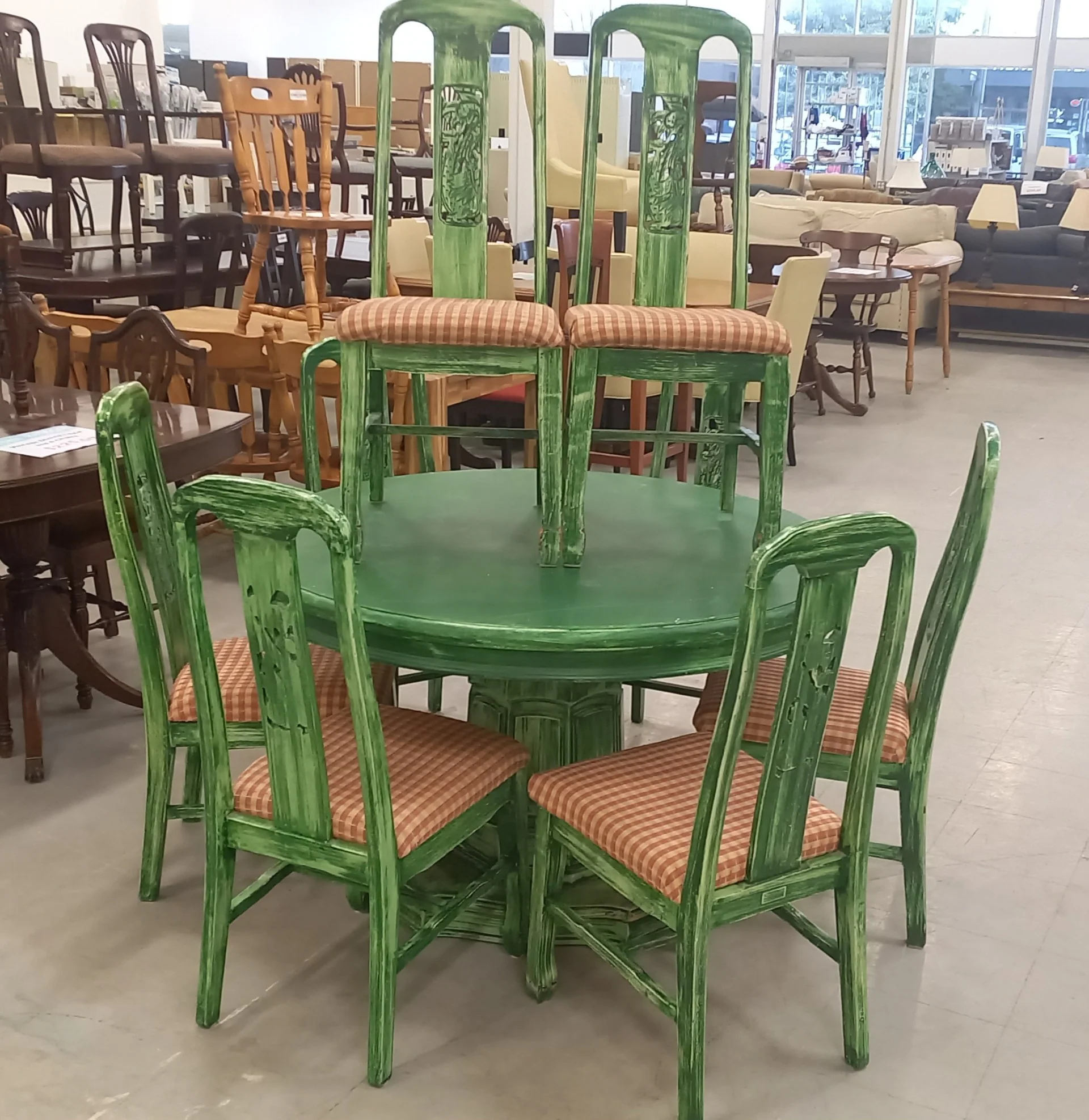 Rustic Farmhouse-Style Dining Set with 8 Chairs - Image 2