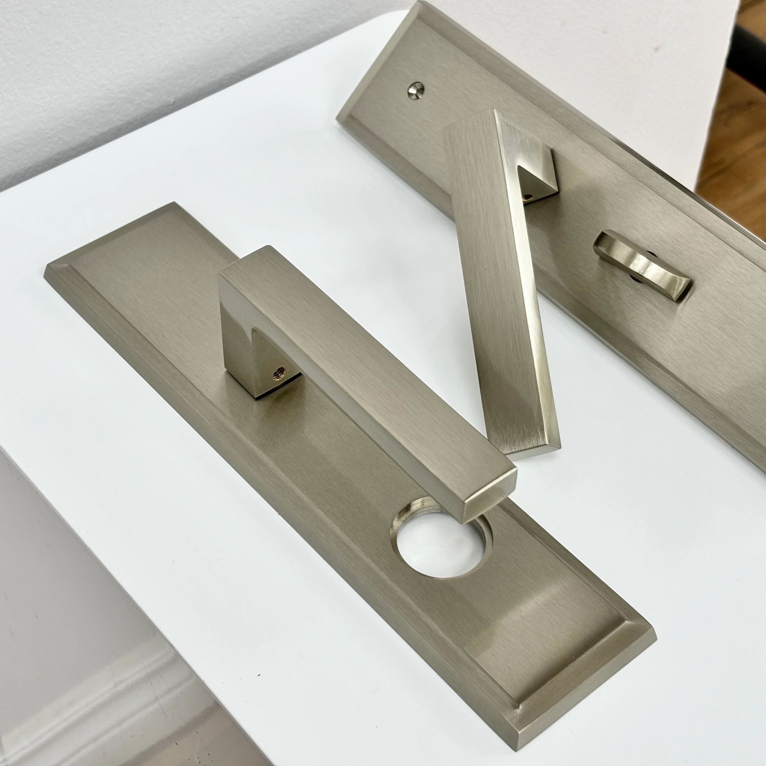 Tampa Entry Lockset Trim with Rectangular Escutcheon – Satin Nickel - Image 7