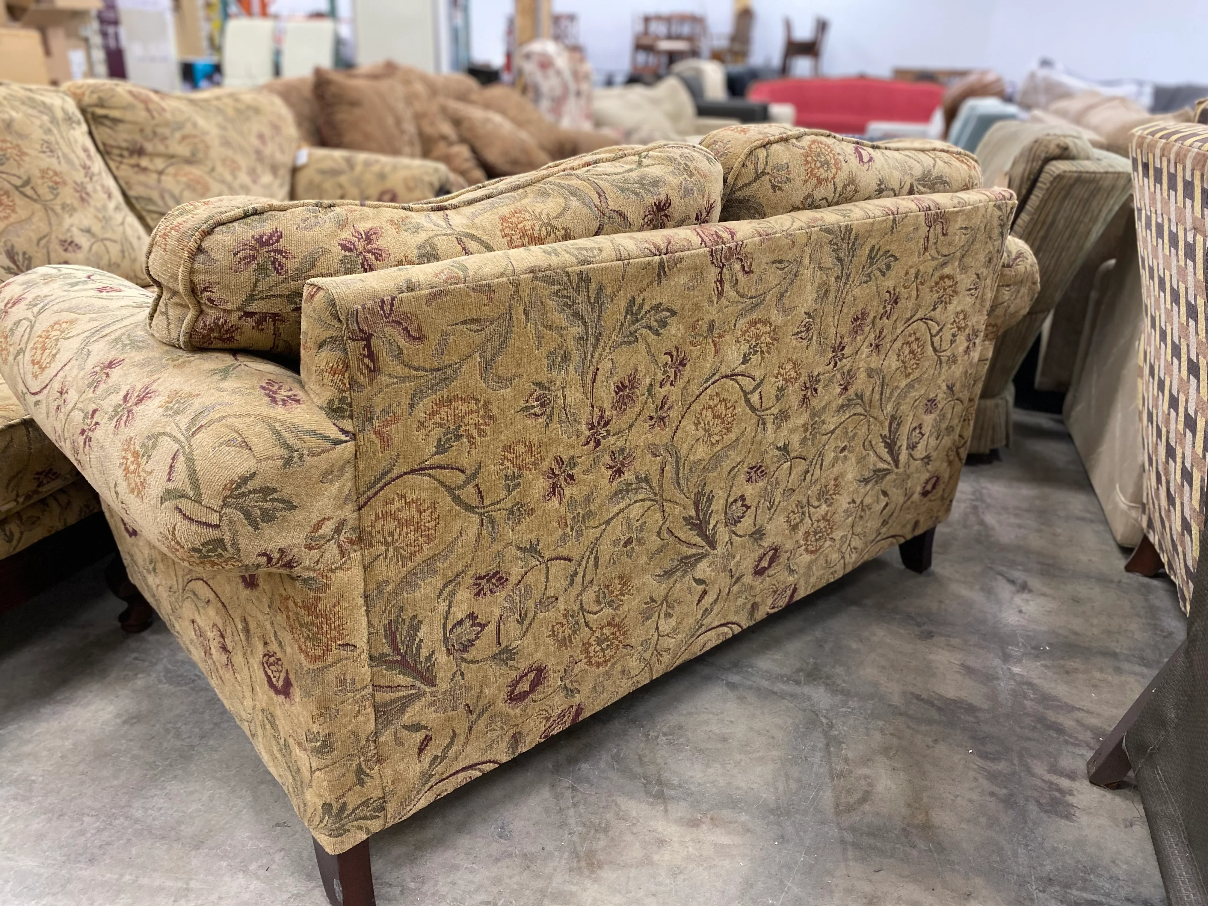 Tan Floral Loveseat - Image 3