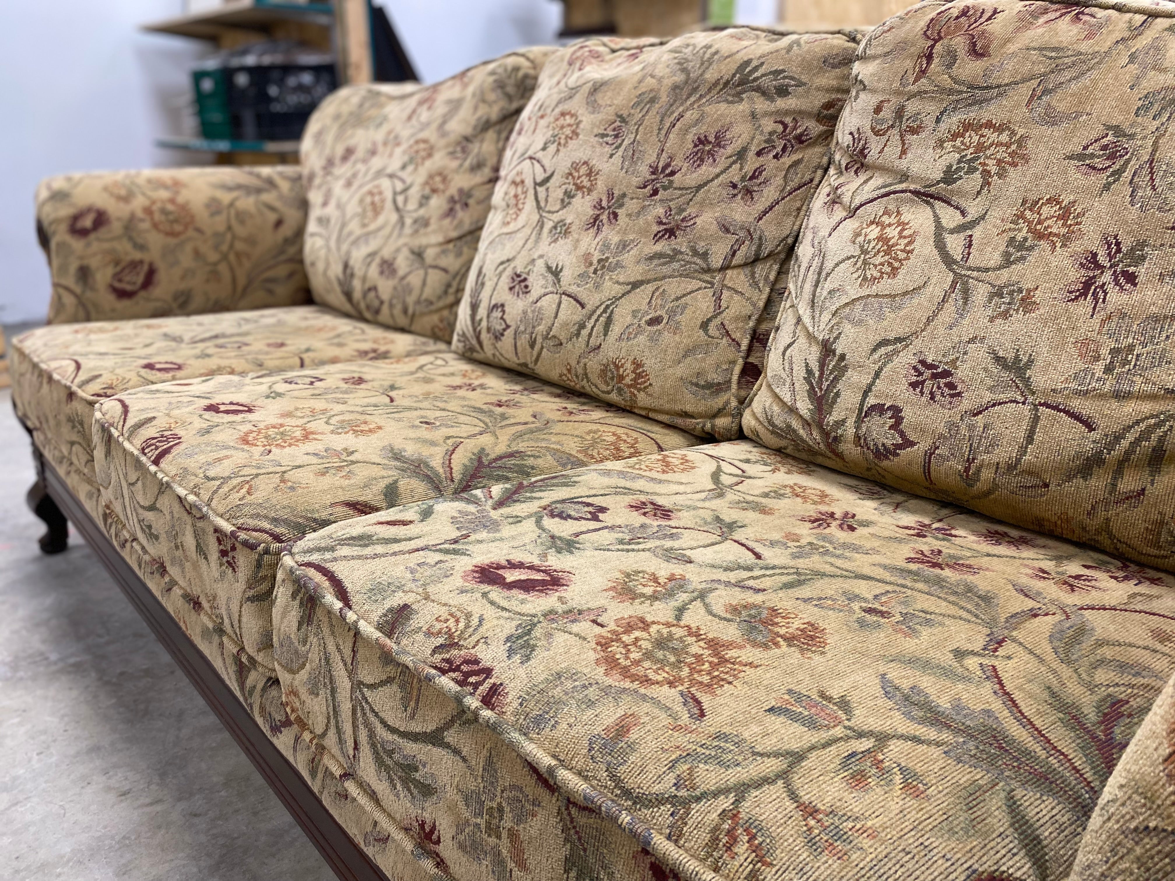 Tan Floral Sofa - Image 5