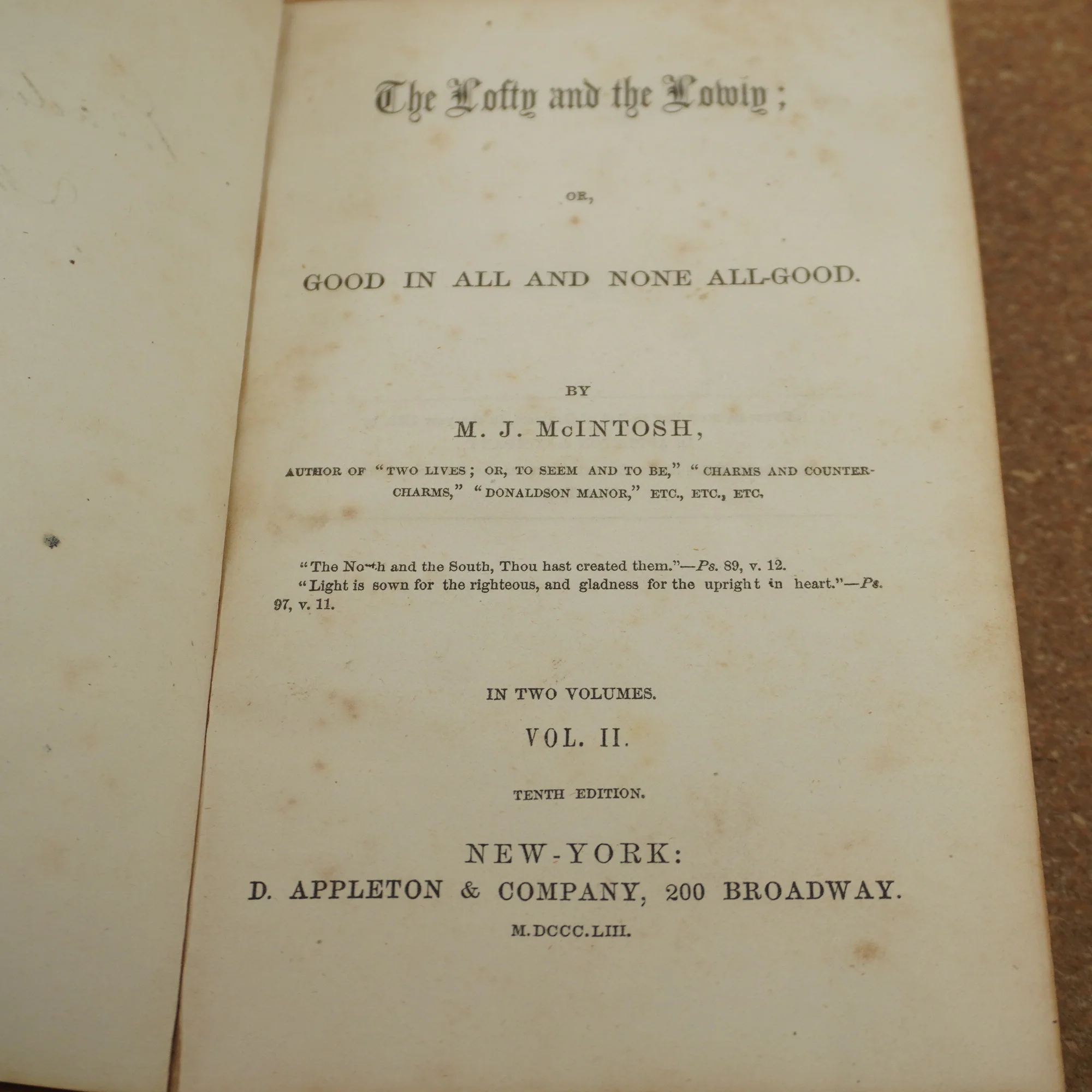 The Lofty and the Lowly, or Good in All and None AllGood Vol 2 by MJ Mcintosh 1864 - Image 4