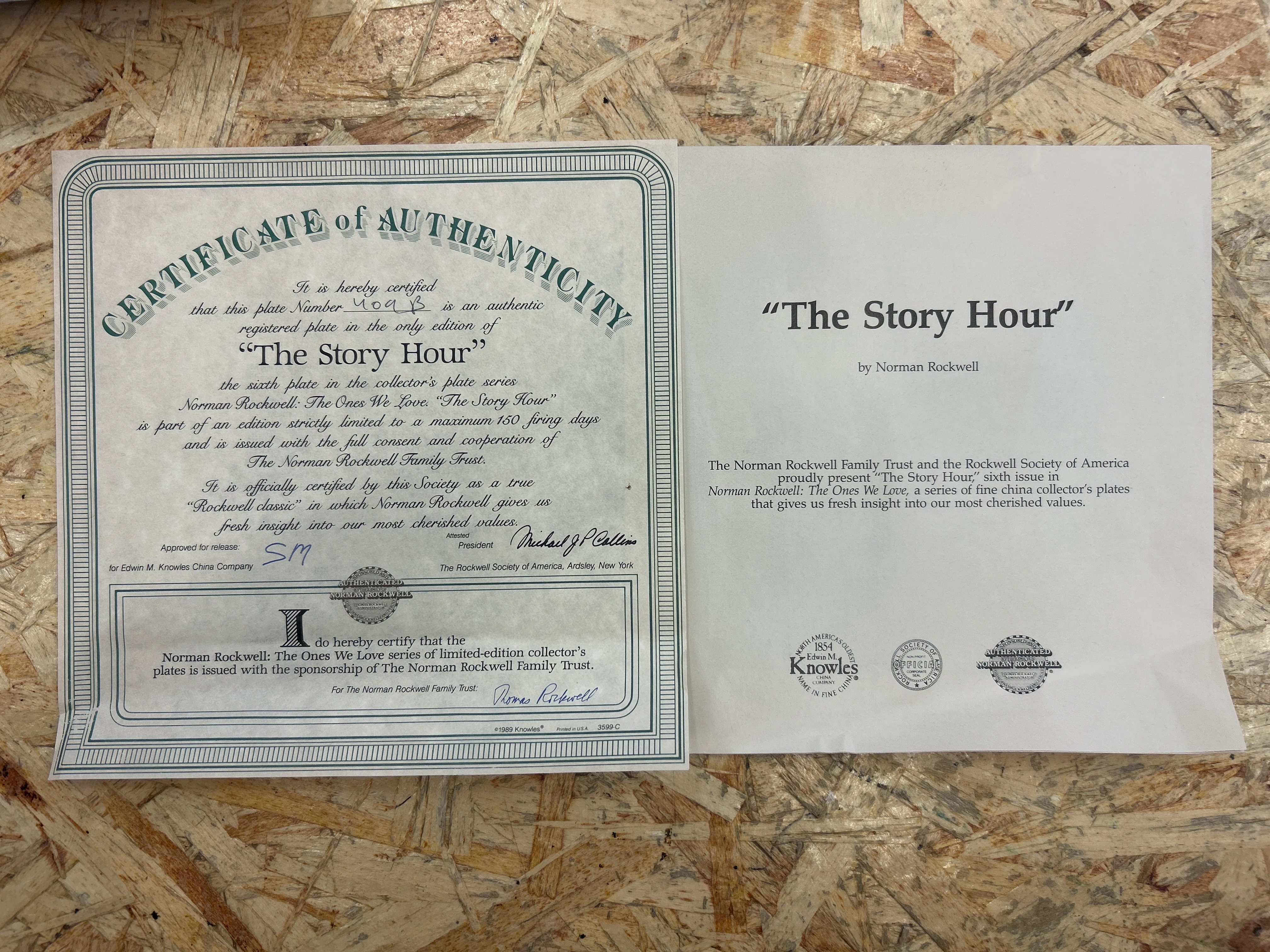 "The Story Hour" Limited Edition of Norman Rockwell Collectable Plate - with Authentication Certificate - Image 4