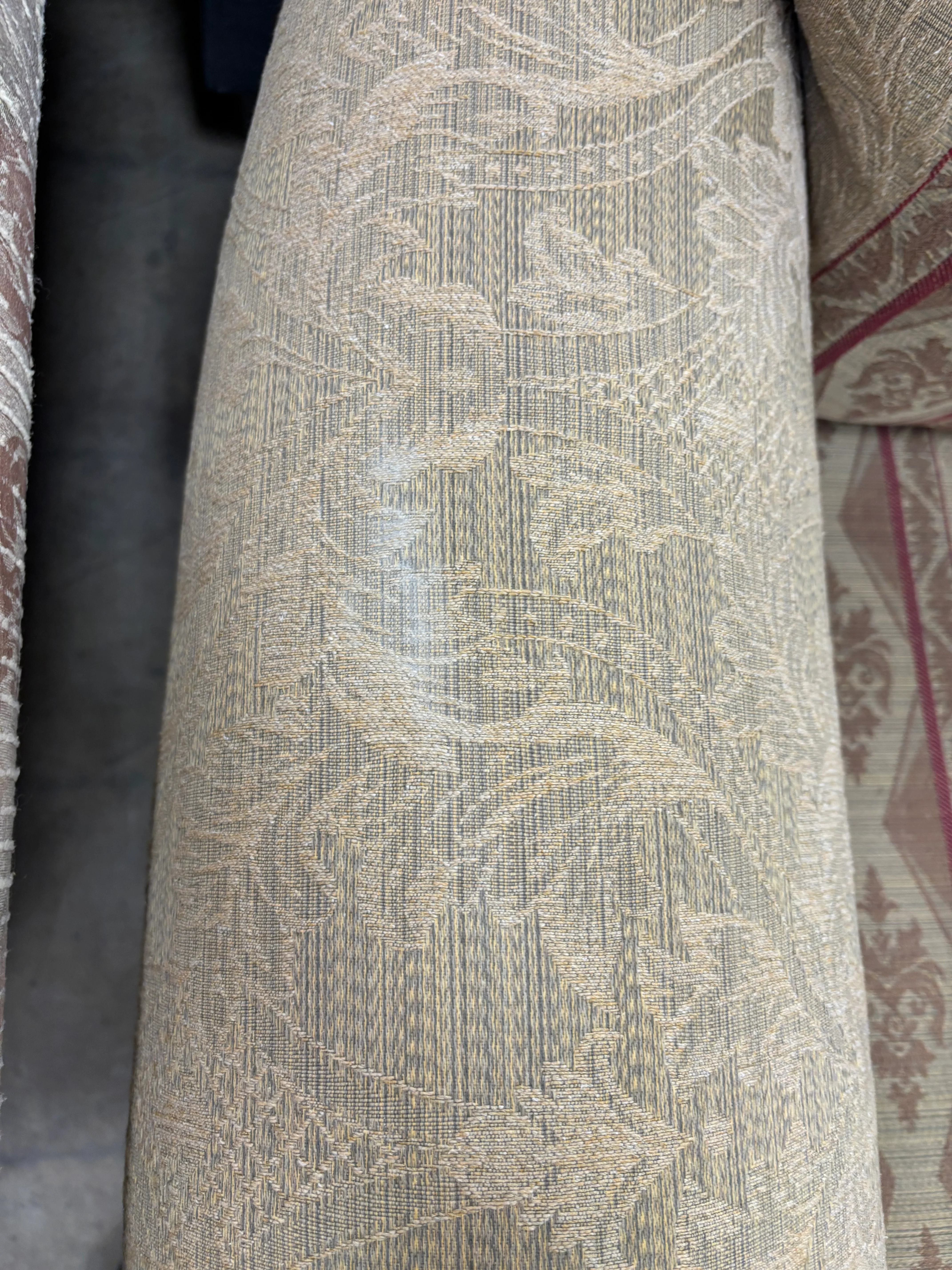 Traditional Accent Chair with Beige and Red Paisley Pattern - Image 4
