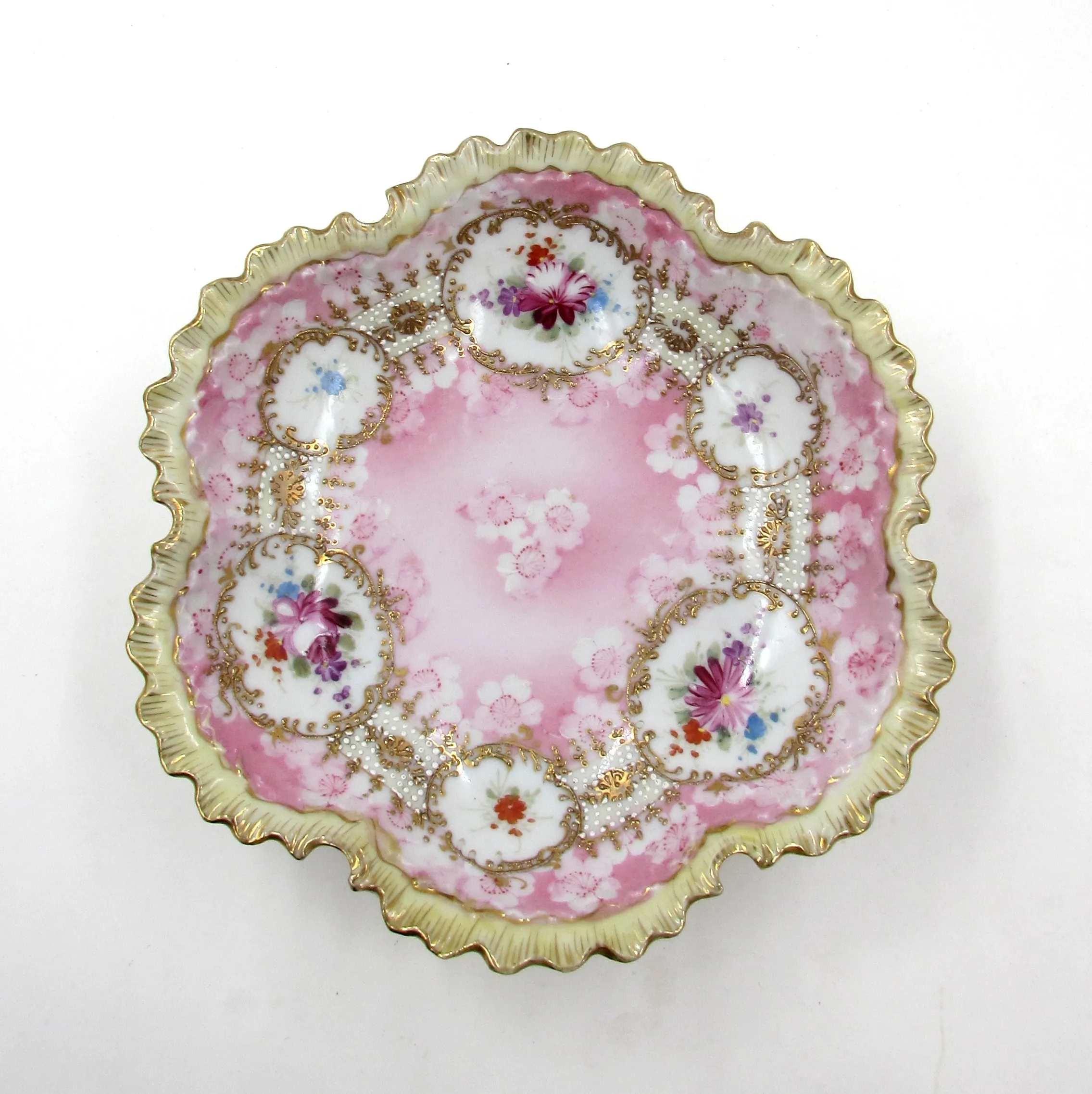 Victorian Hand Panted Porcelain Footed Bowl