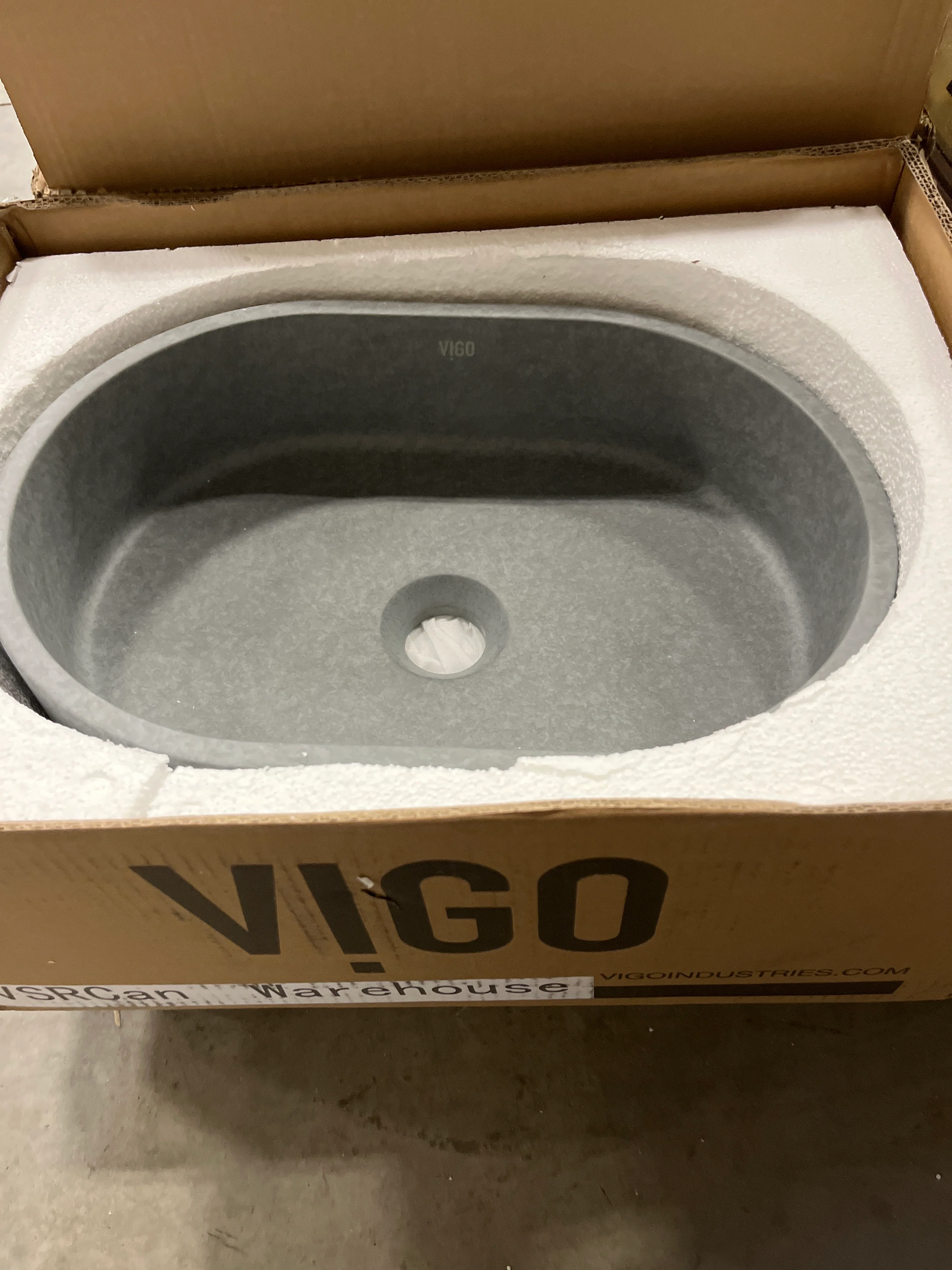 VIGO Gray Stone Oval Vessel Sink - Image 3