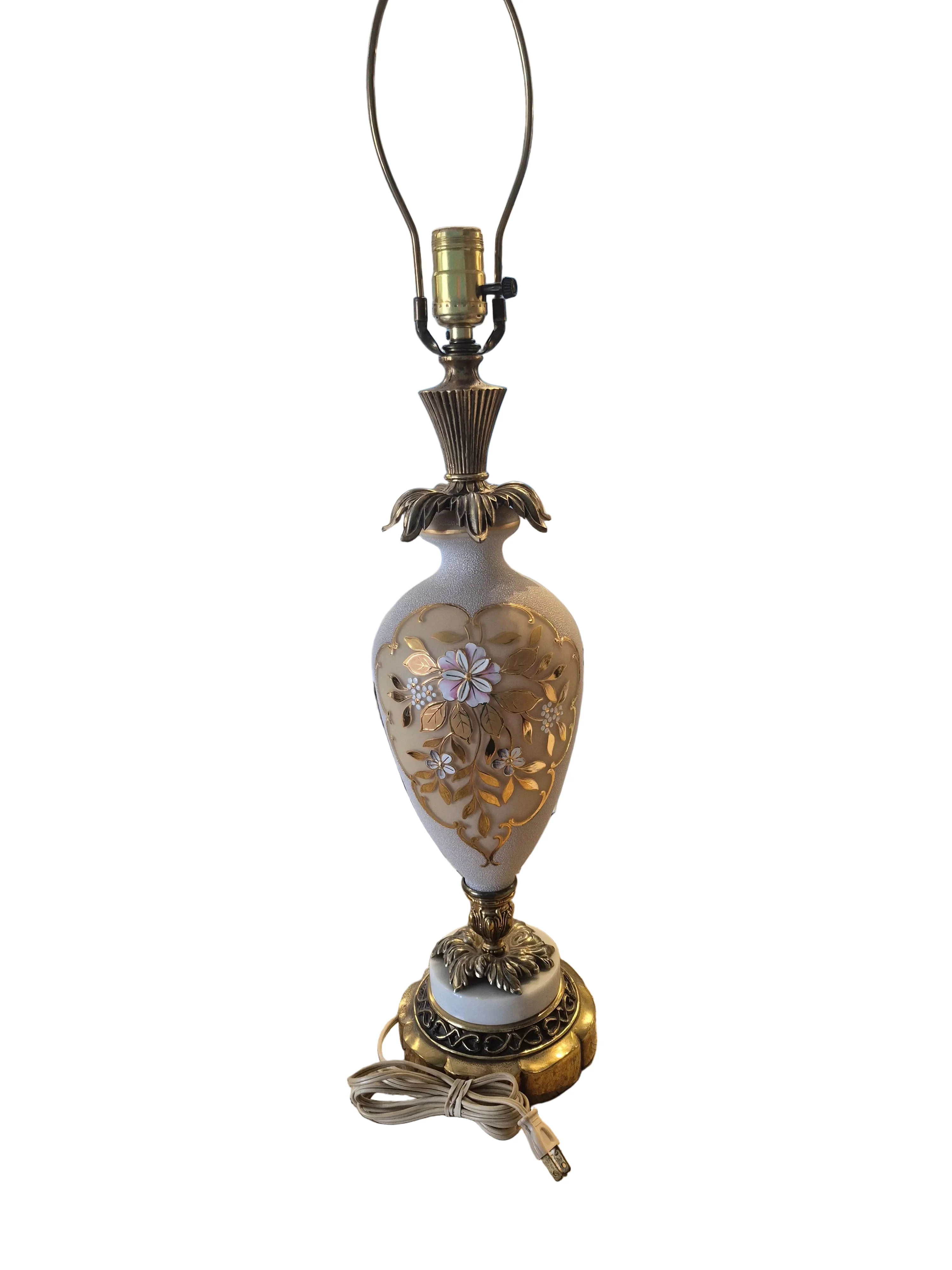 Vintage Ceramic Accent Ivory W/Textured Glaze Table Lamp - No Shade