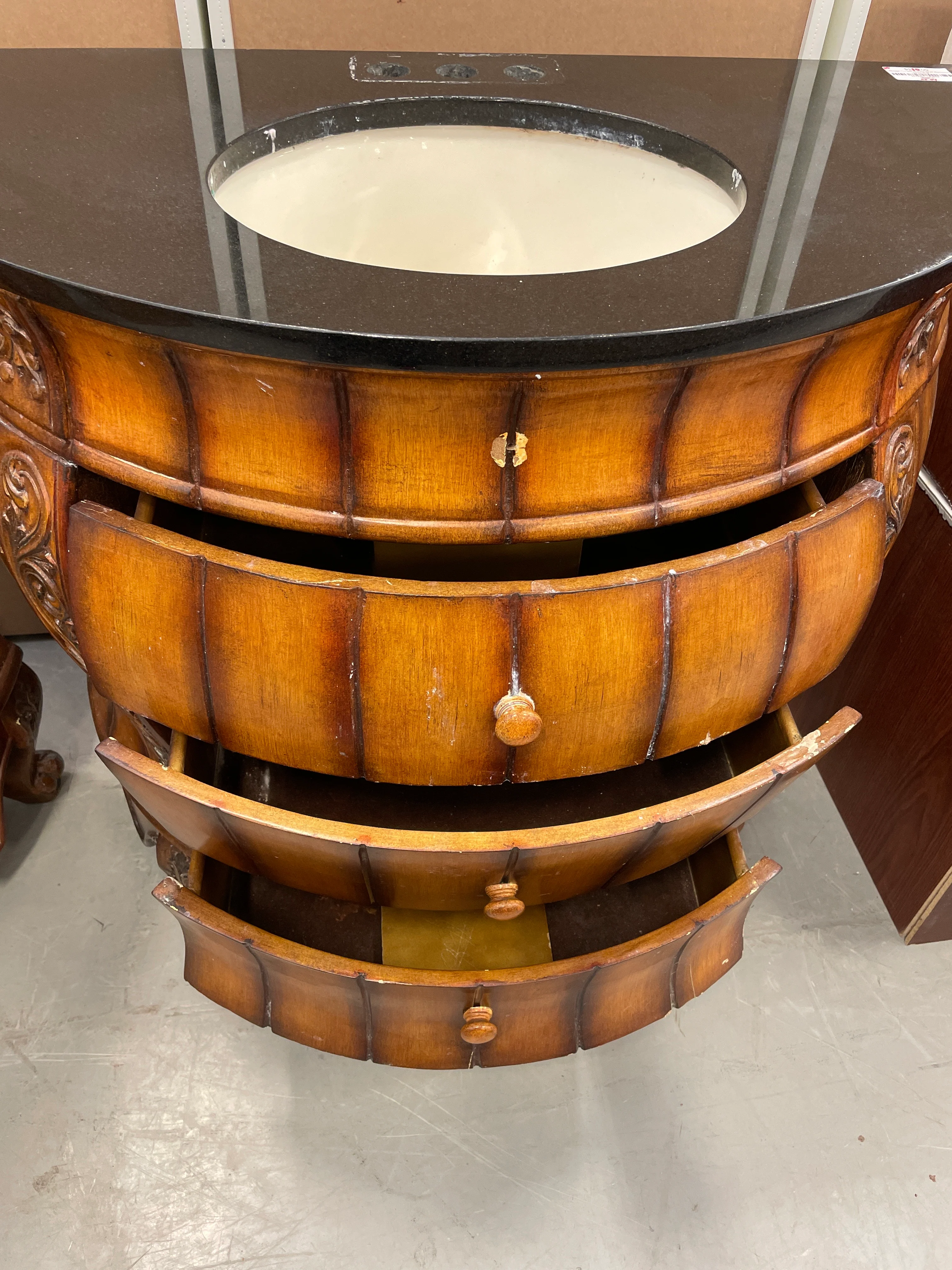 Vintage Curved Bombe-Style Bathroom Vanity Sink - Image 4