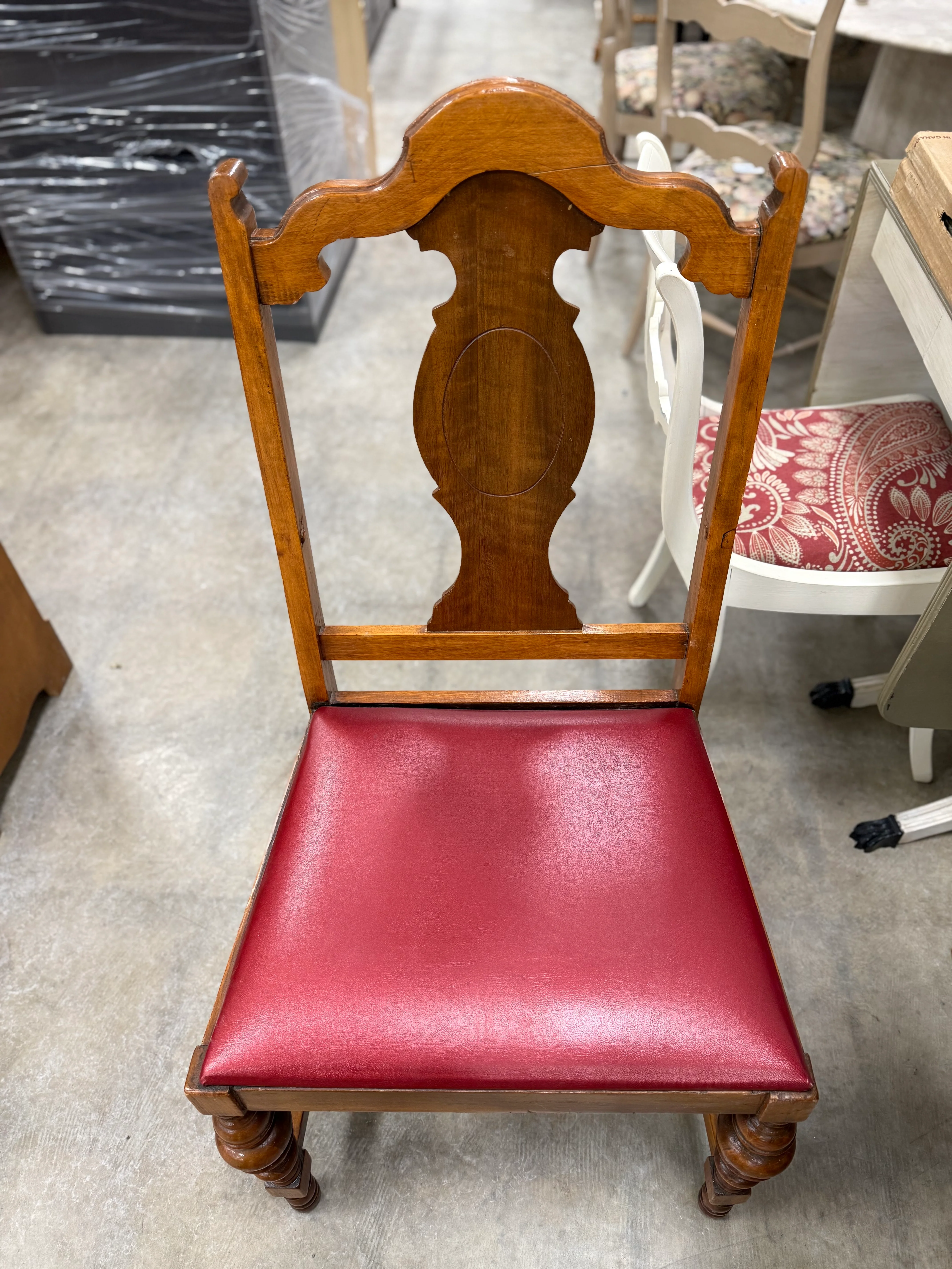 Vintage Honey Brown and Red Dining Table Set - Image 3