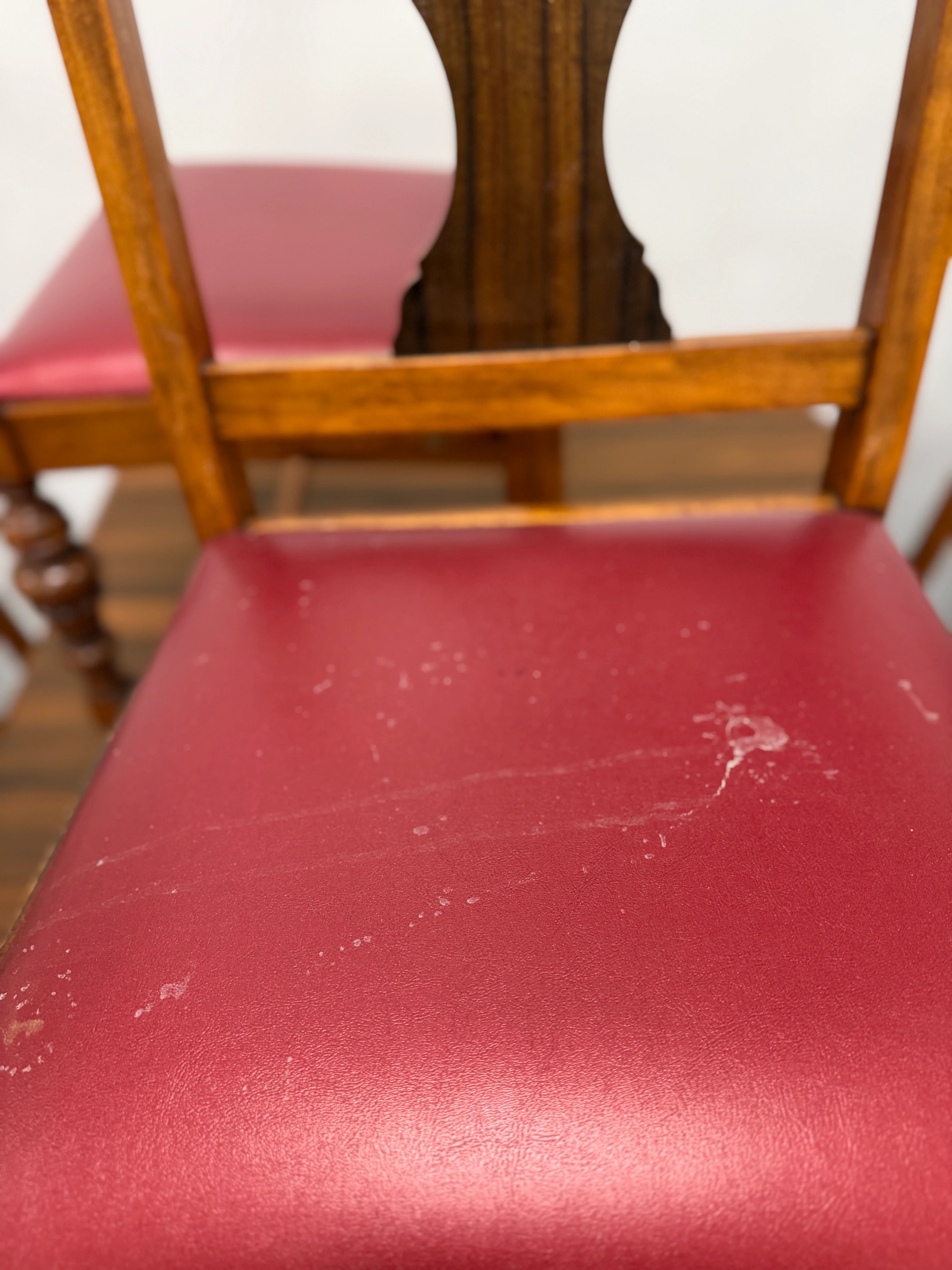 Vintage Honey Brown and Red Dining Table Set - Image 5