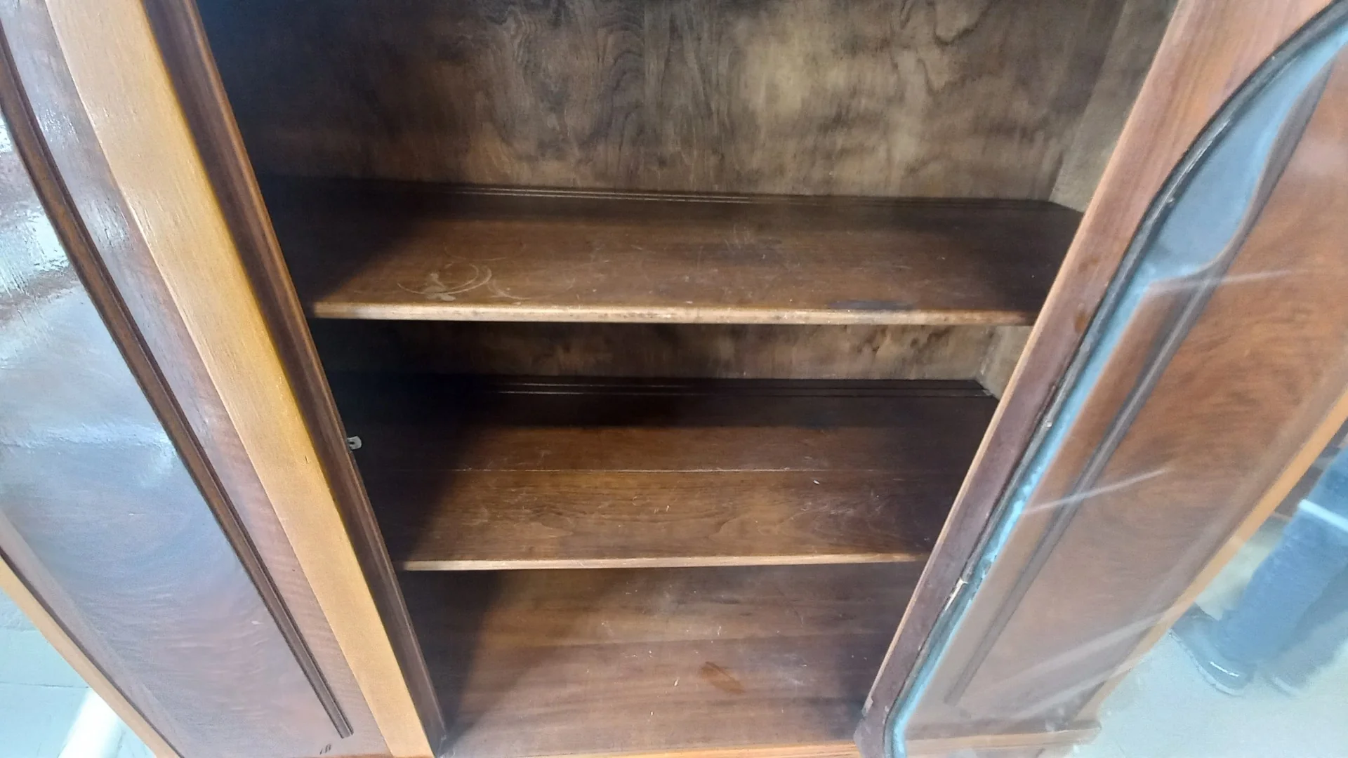Vintage Honey Brown Display Hutch w/Drawers - Image 3
