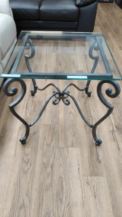 Vintage Square Glass Top Accent Table