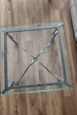 Vintage Square Glass Top Accent Table - Image 2