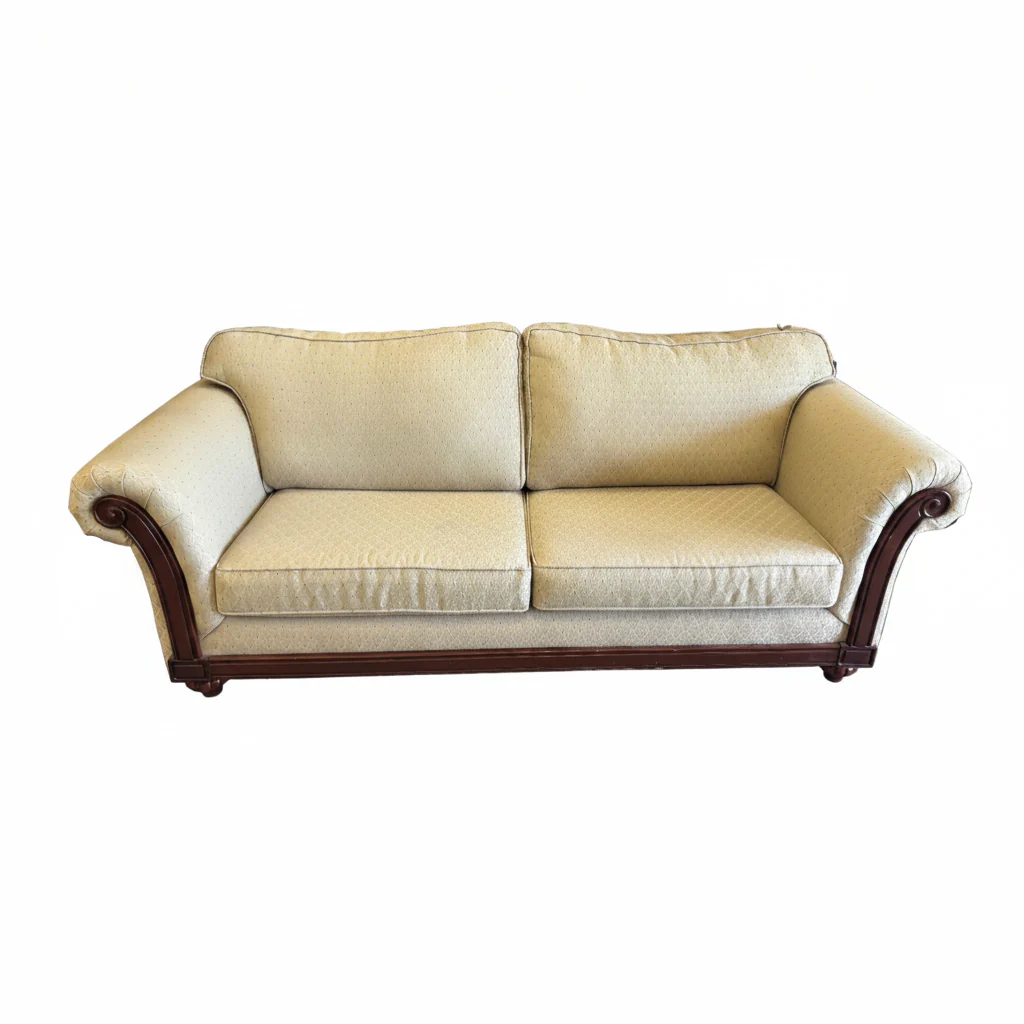 Vintage-Style Wood Frame Sofa