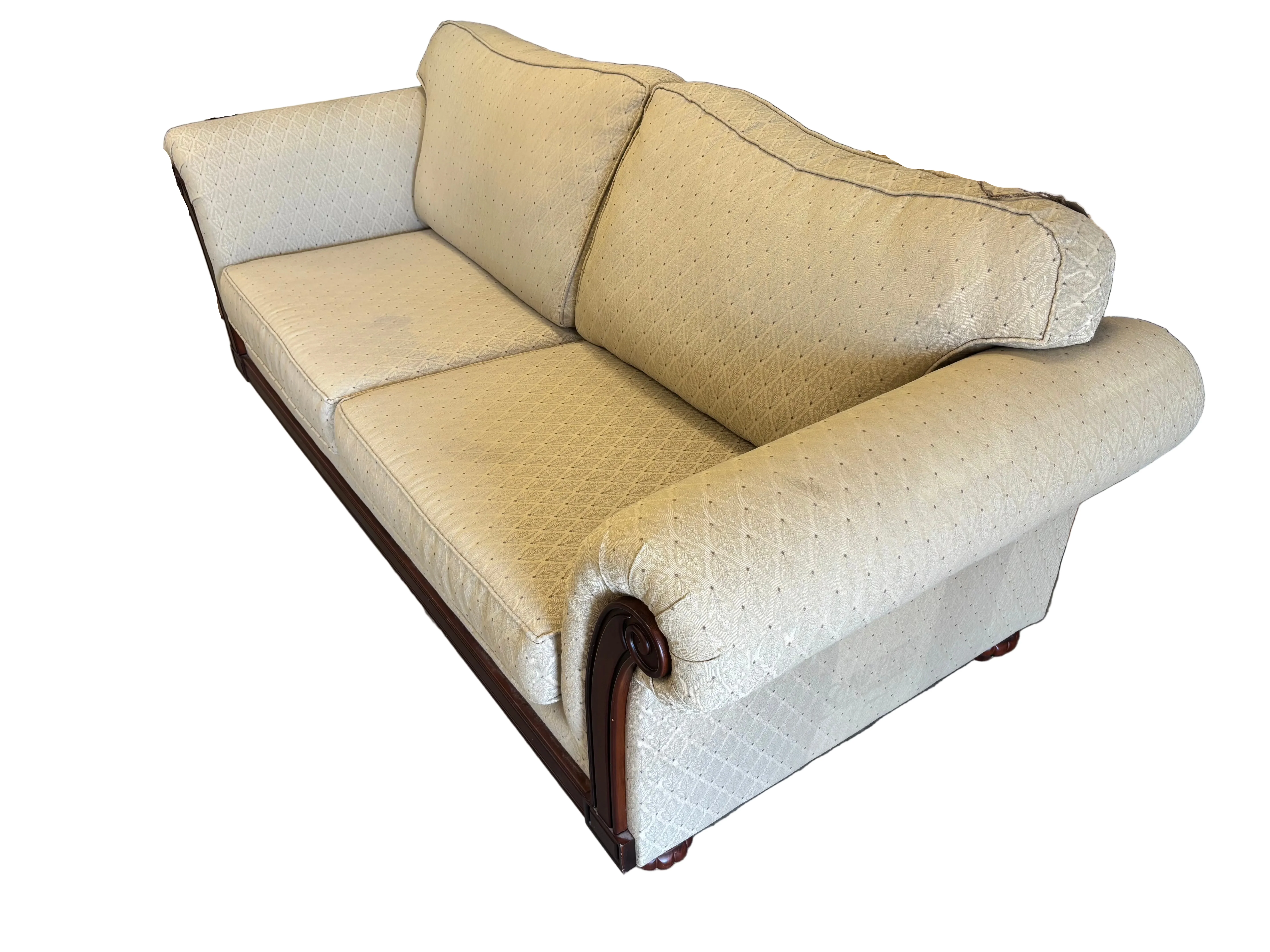 Vintage-Style Wood Frame Sofa - Image 2