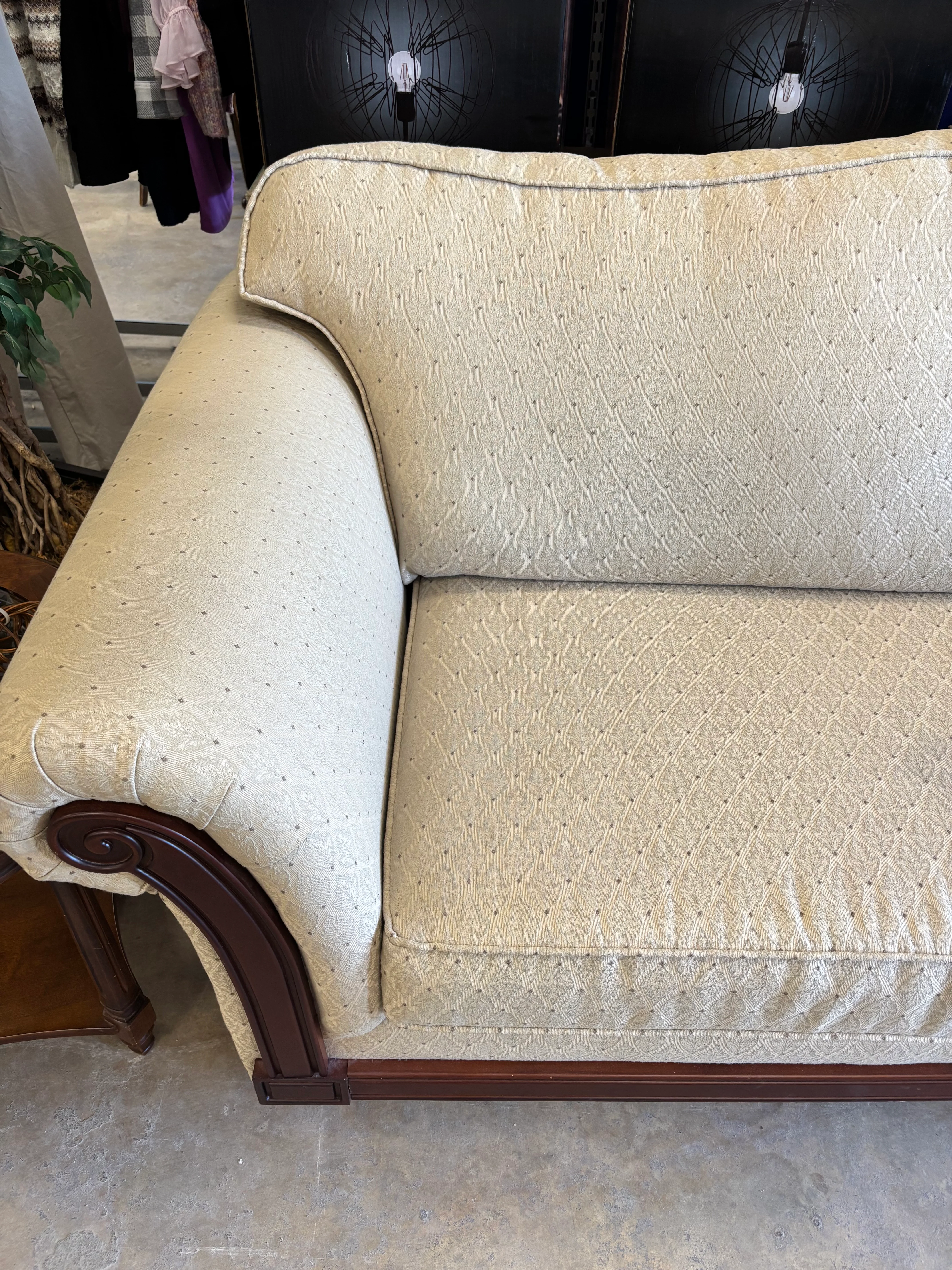 Vintage-Style Wood Frame Sofa - Image 3