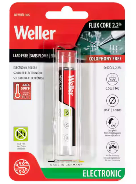 Weller Electrical Solder Wire 1.6mm/0.063 in. 14g/0.5 oz.