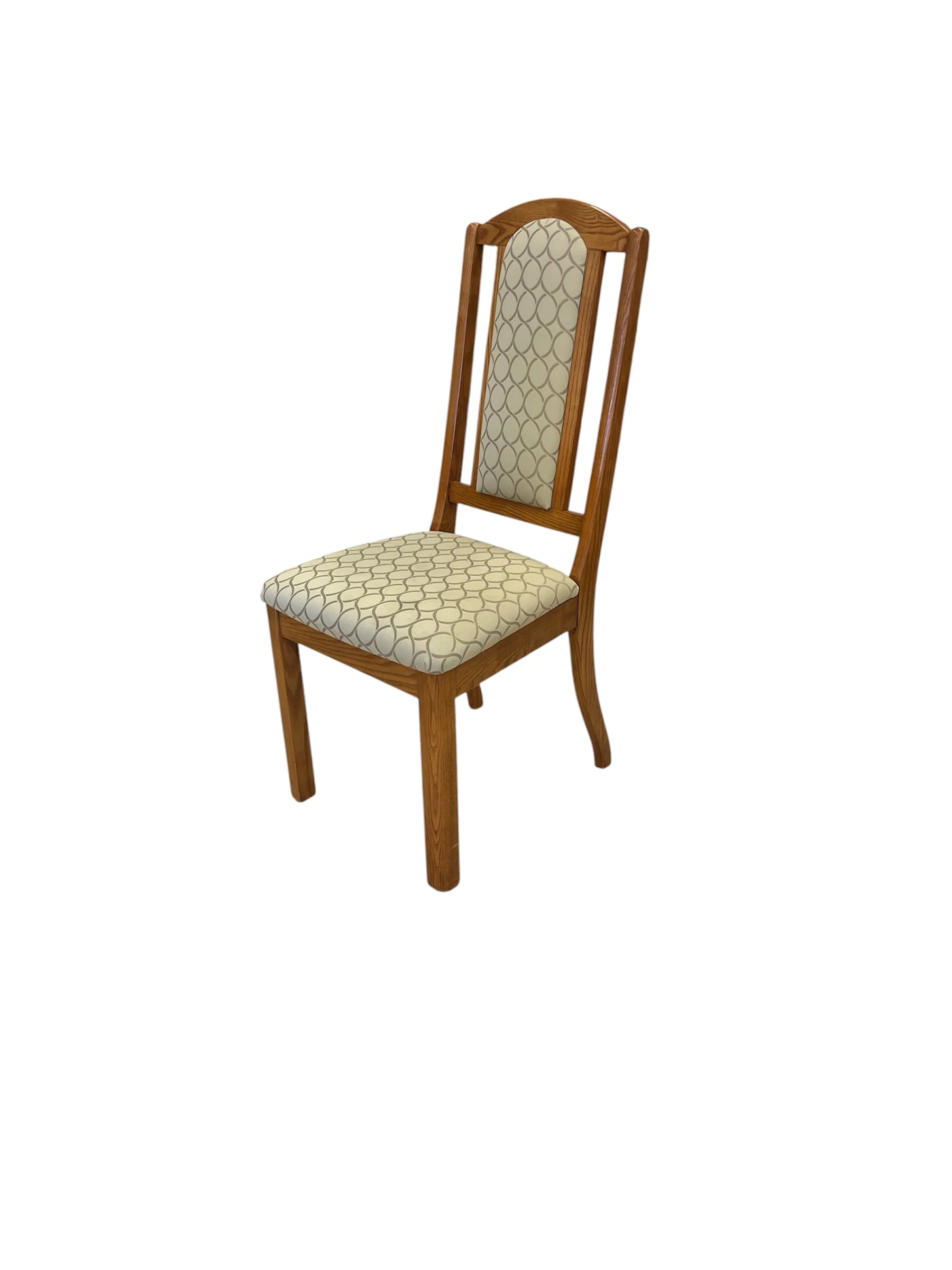 Wooden Dining Chairs with Cream Geometric Upholstery - Image 2