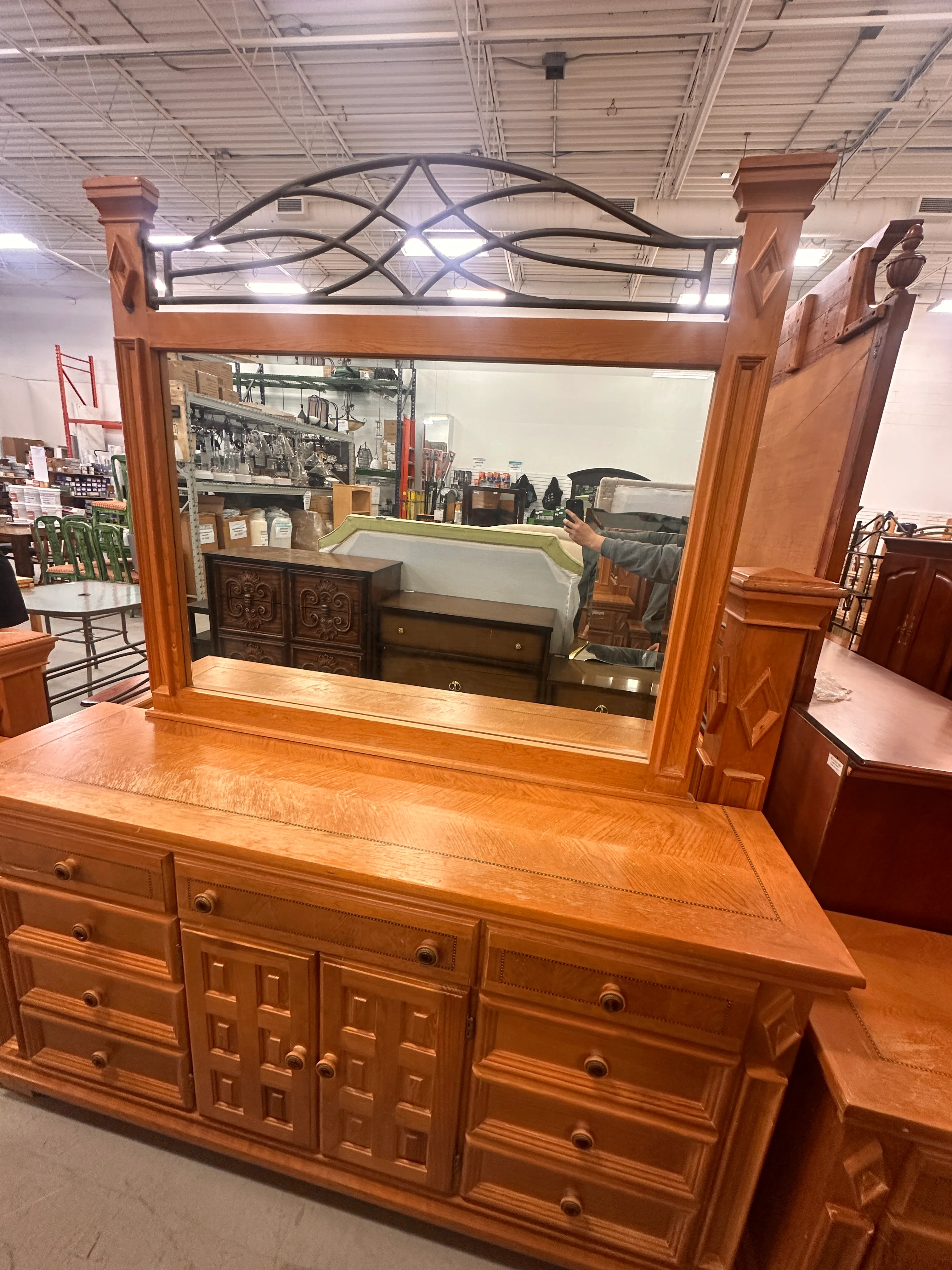 Wooden dresser w/ mirror - Image 2