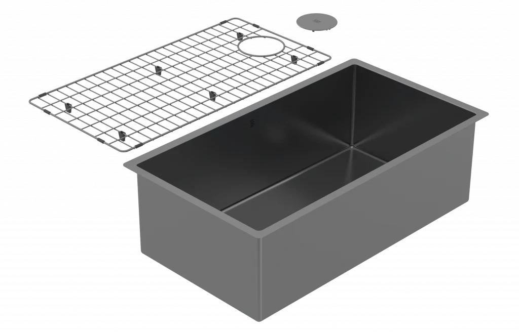 Zomodo Cayman 32 in. Super Single Kitchen Sink - Black Pearl (CAC762-BK (32 in. x18 in.) - Image 2